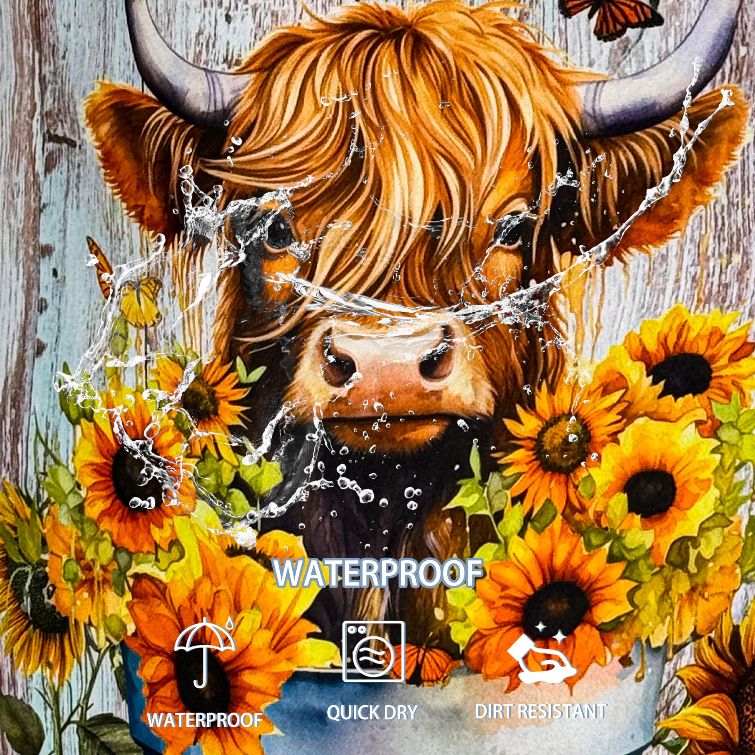 Nutainla Highland Cow Sunflower Laundry Basket Animal Foldable Oxford Cloth Funny Tote Bag Laundry Hamper Clothes Storage Bucket