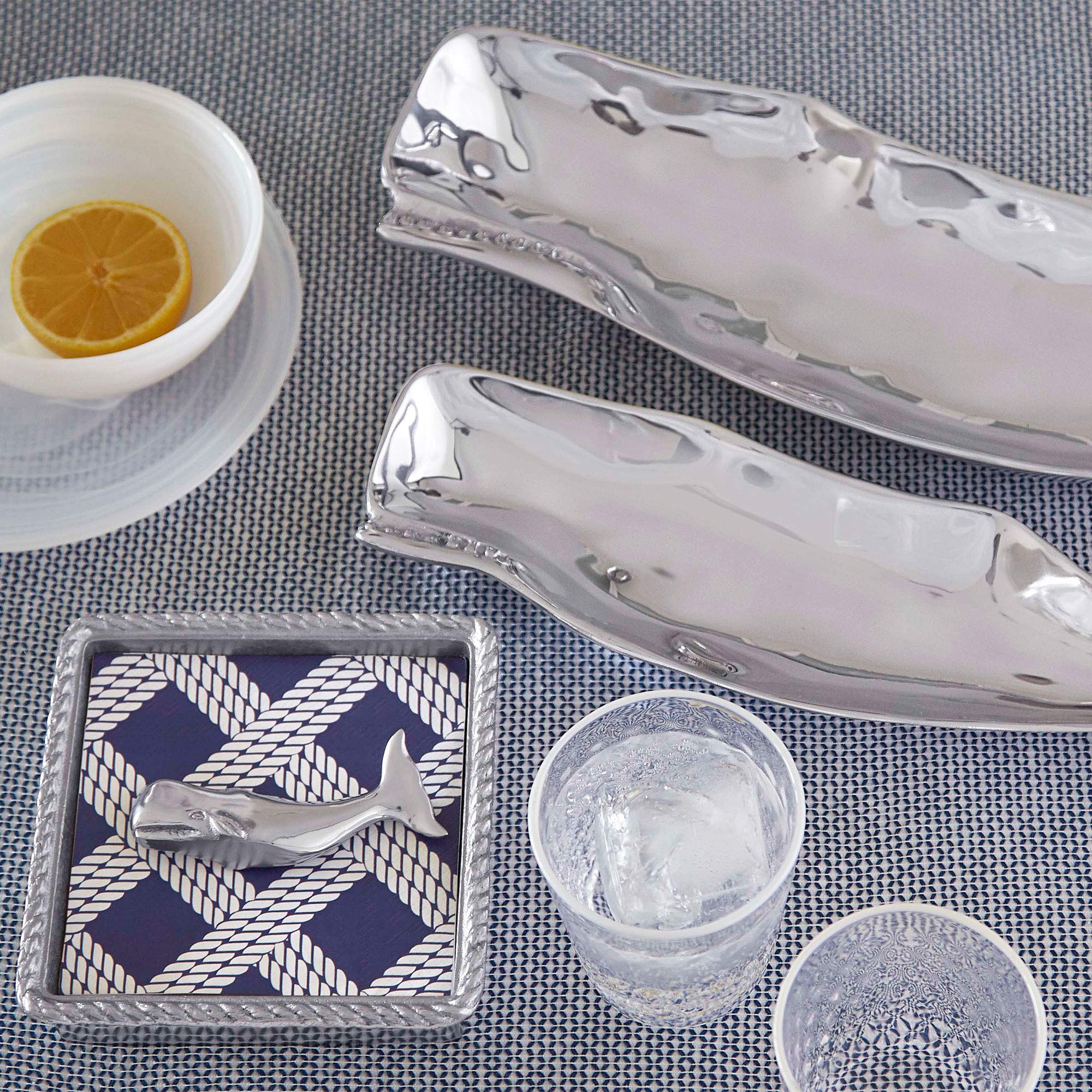 Mariposa Nantucket Whale Handcrafted Napkin Weight, One Size, Silver
