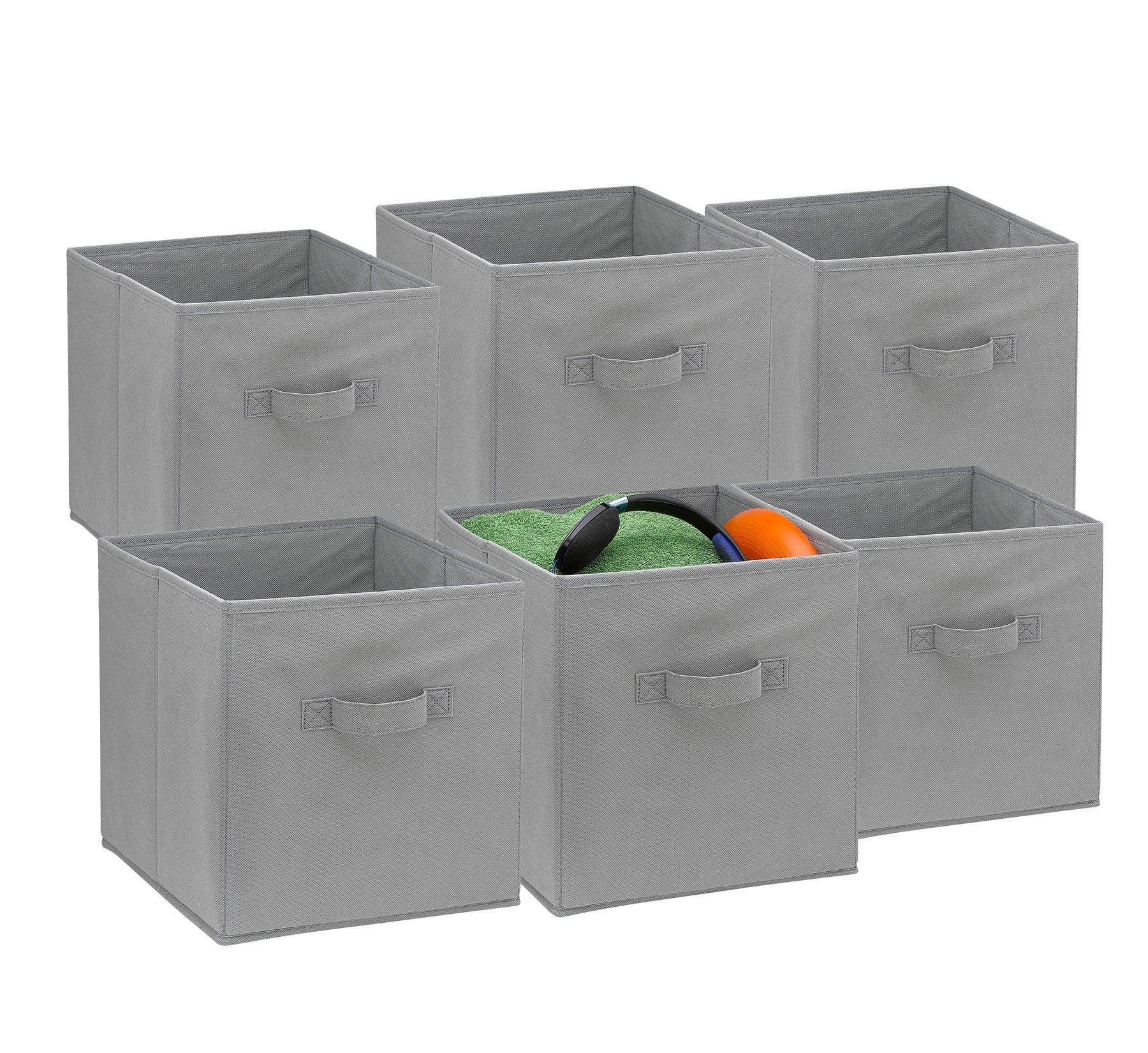 Foldable Cube Storage Bins - 6 Pack - These Decorative Fabric Storage Cubes Are Collapsible And Great Organizer For Shelf, Close