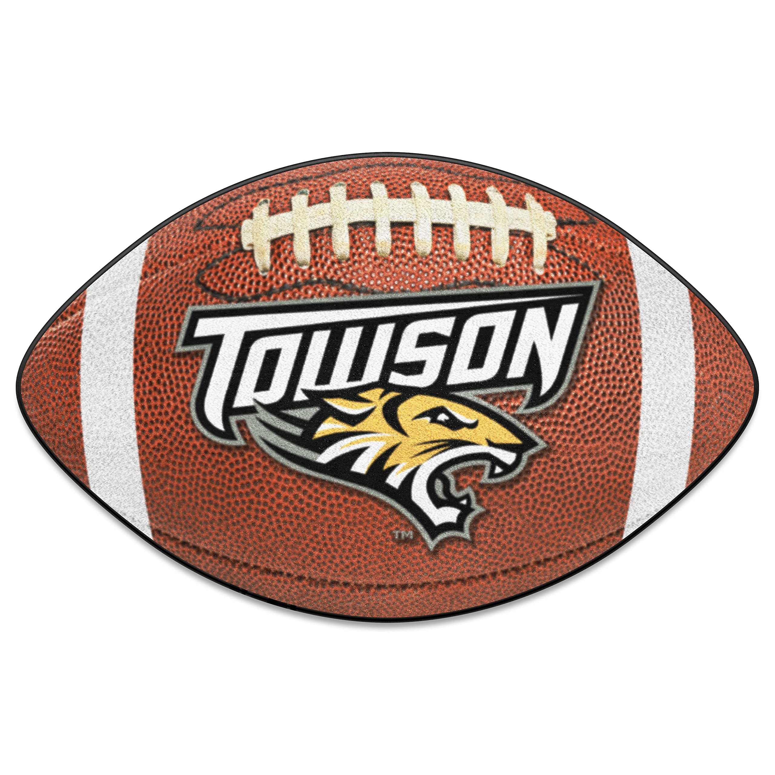 FANMATS 20874 Towson Tigers Football Rug - 20.5in. x 32.5in. | Sports Fan Home Decor Rug and Tailgating Mat - Towson & Tiger Log