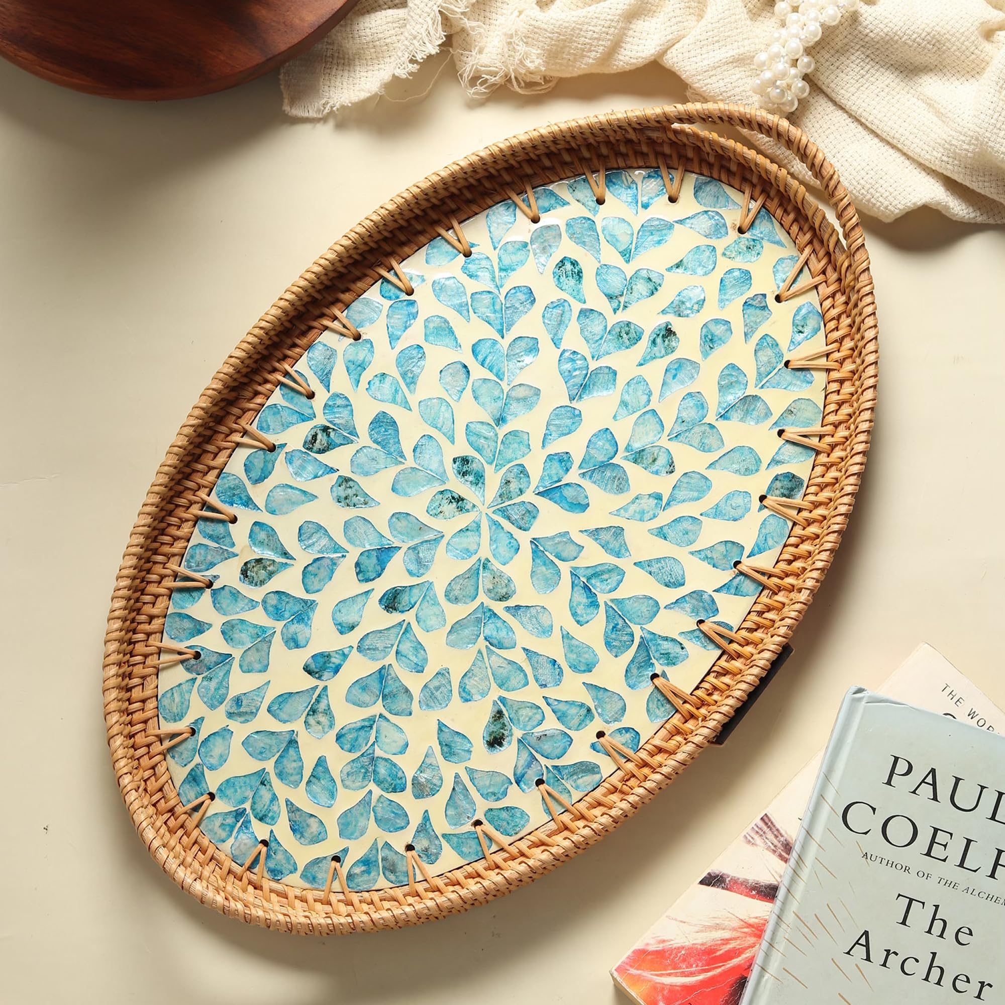 Habere IndiaAll The Cultures Fabricating India Trays For Serving | Serving Tray | Tea Plate | Wooden Tray For Decoration | Deco