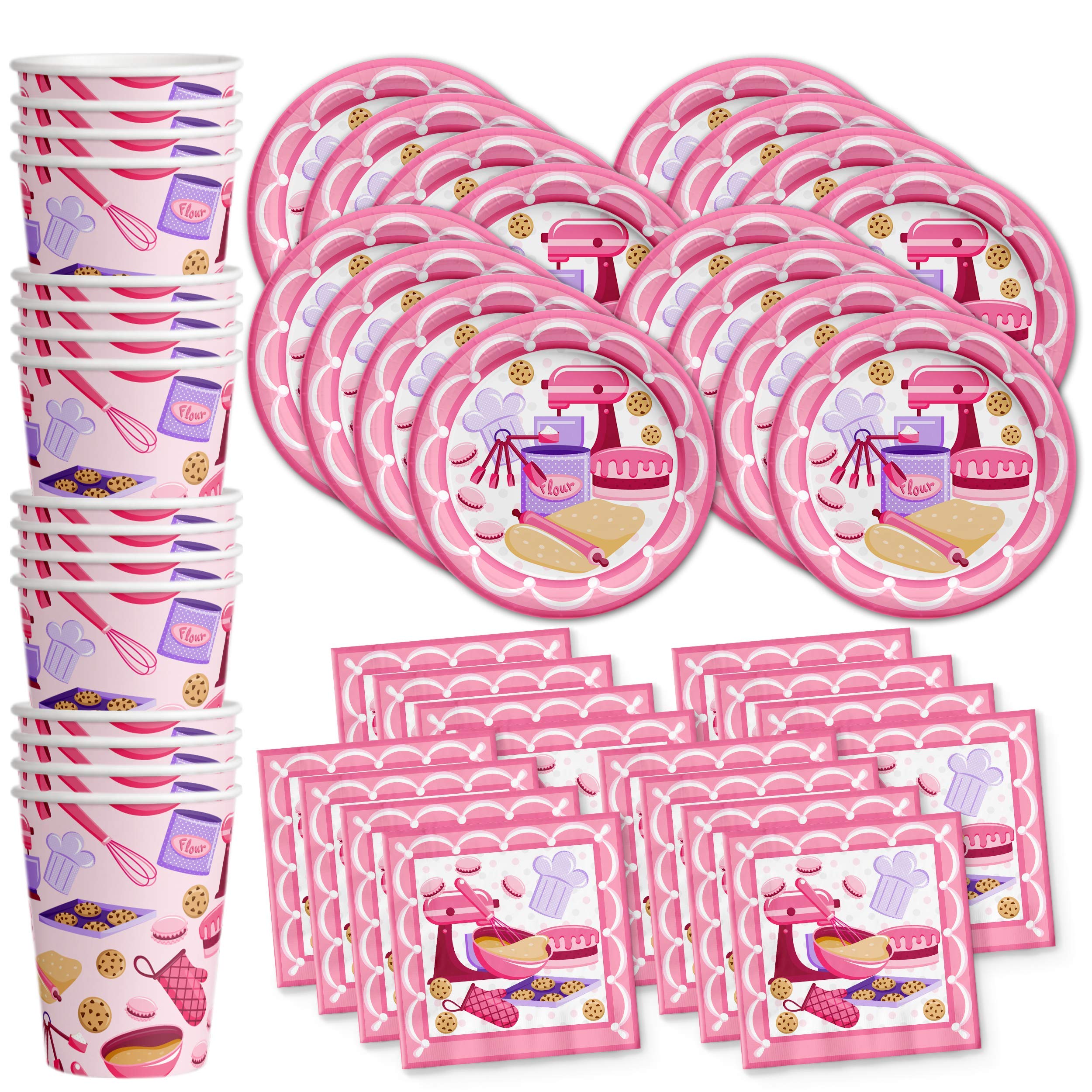 Little Baker Birthday Party Supplies Set Plates Napkins Cups Tableware Kit For 16