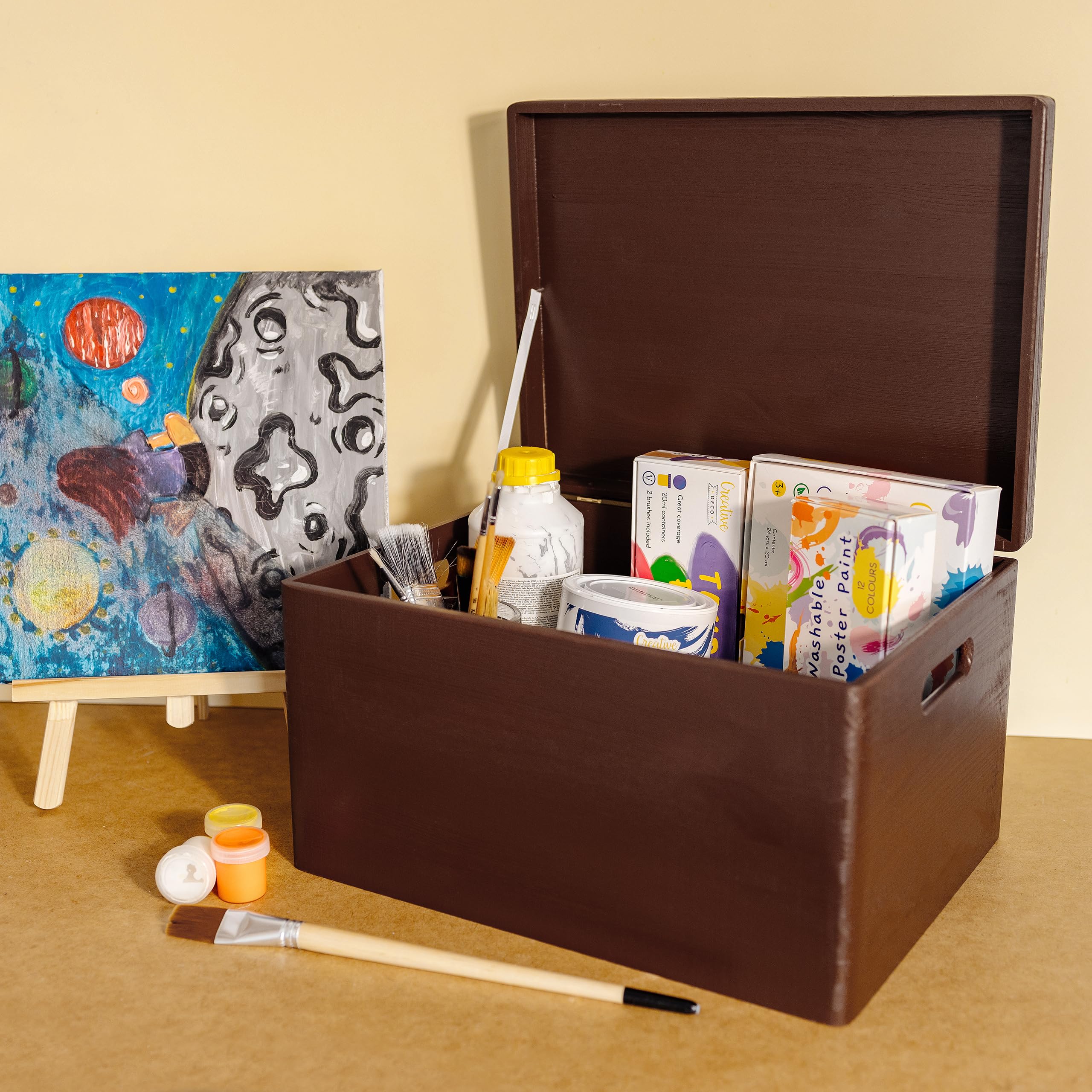 Creative Deco Large Brown Wooden Box Storage with Hinged Lid | 15.8 x 11.8 x 9.44 inches (+-0.5) | Gift Box Storage Document | W