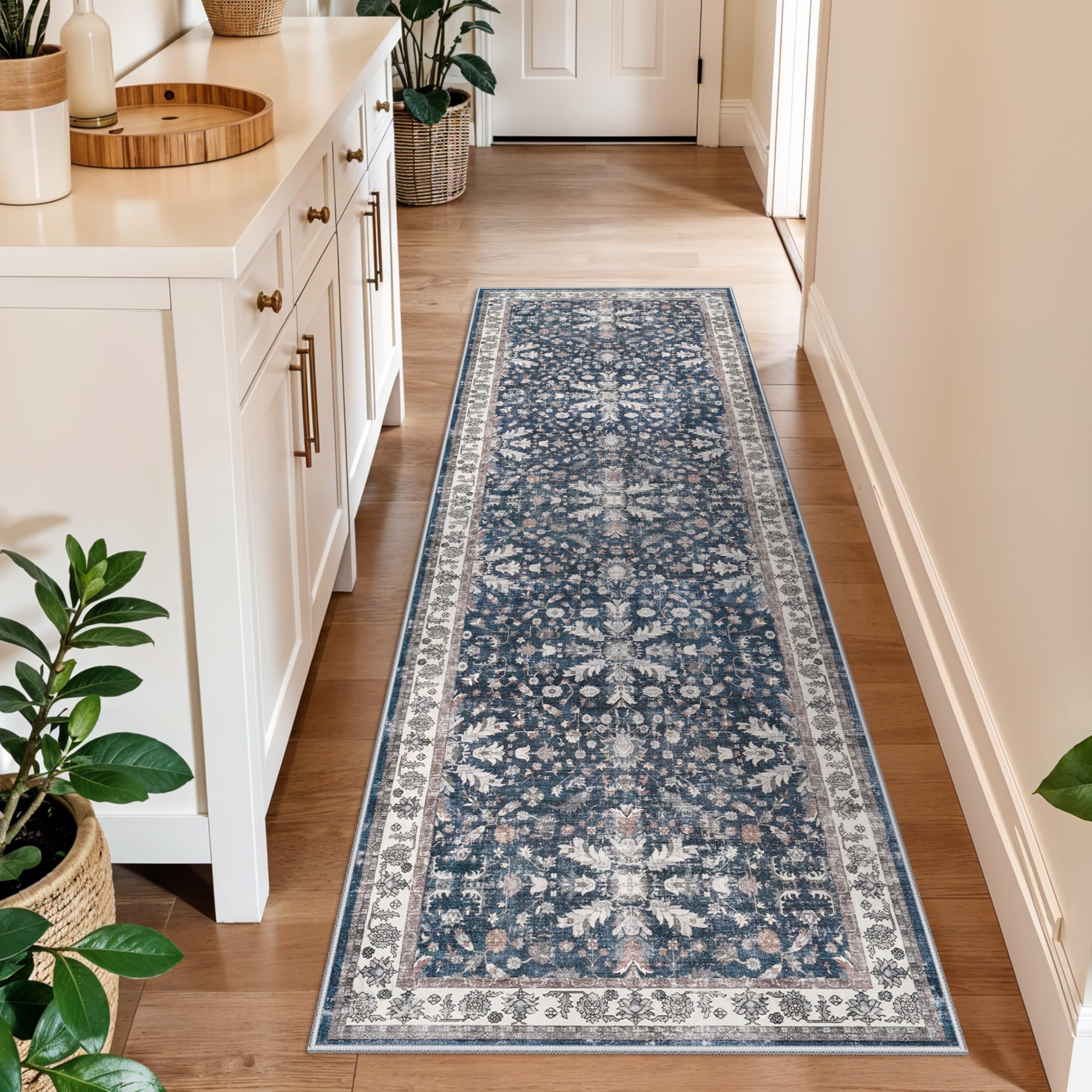 2x6ft Washable Hallway Carpet Runner - Non-Skid Floor Runner Rug for Kitchen Indoor Entryway Bedroom Bathroom Bedside - Boho Vin