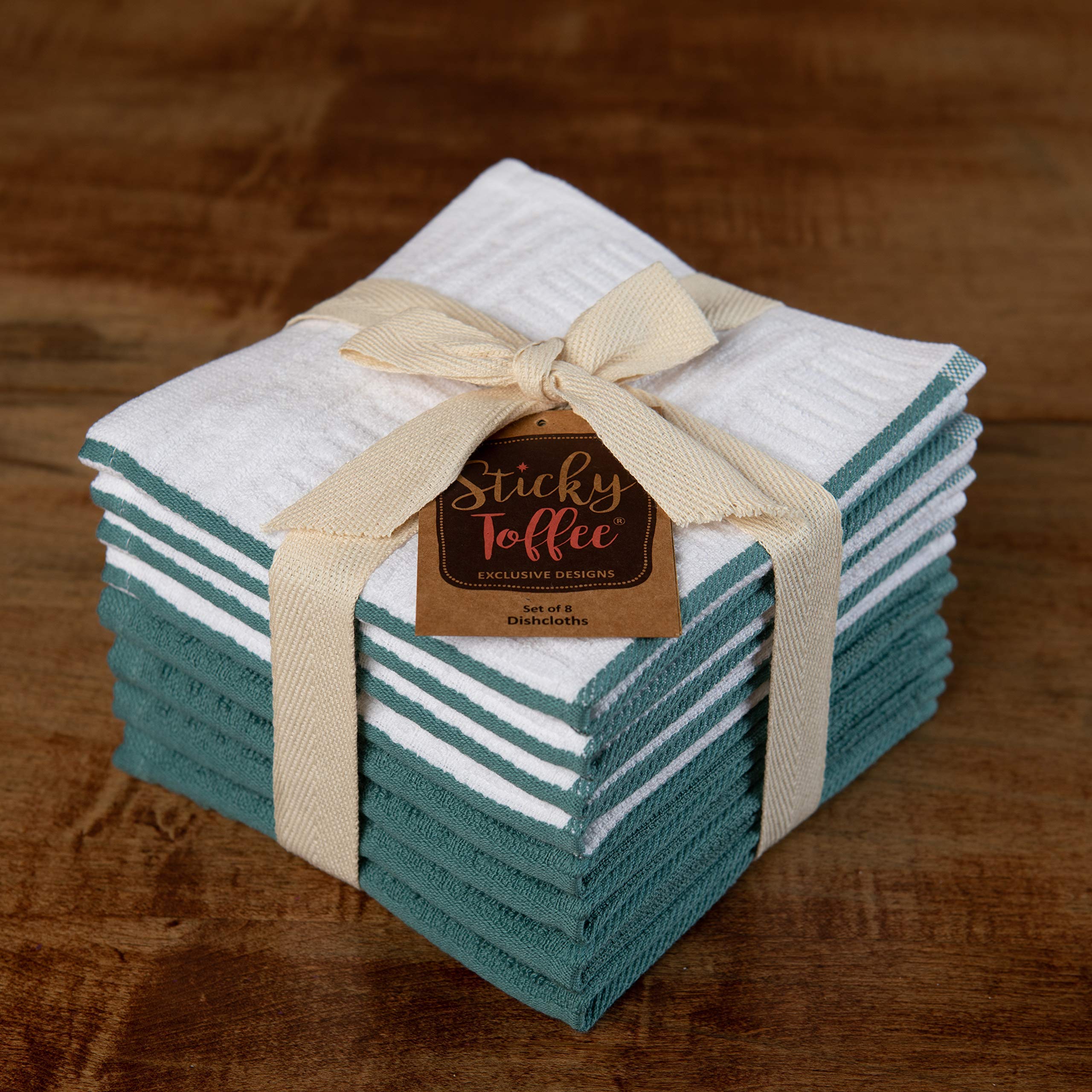 Kitchen Towels Dishcloths 100% Cotton, Set Of 8, Blue And White Dish Cloth Towels, Tea Towels, Reusable And Absorbent Cleaning C