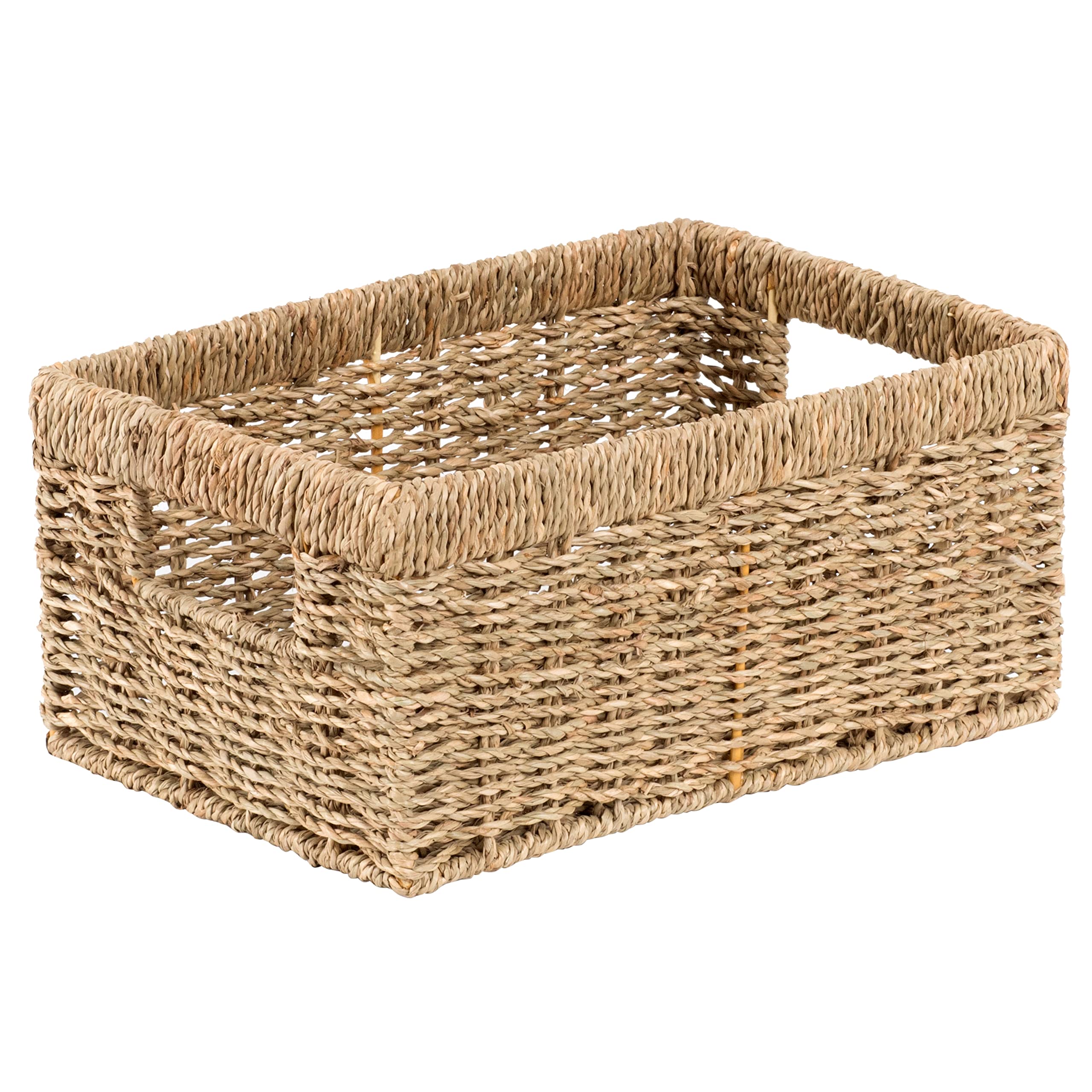 Cenboss Wicker Baskets (Medium, Seagrass, 1Pc) Rattan Woven Baskets, Water Hyacinth Baskets, Seagrass Storage Baskets For Shelve