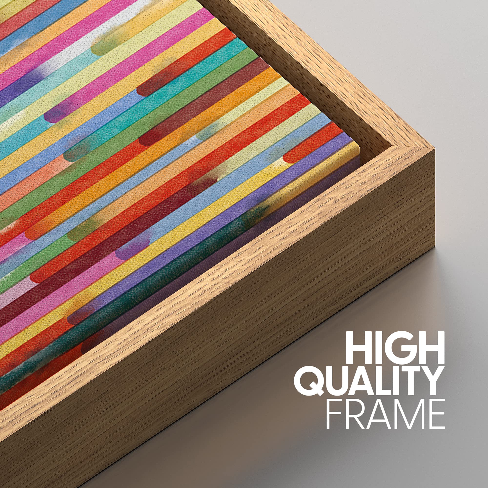 Signwin Framed Wall Art Print Set Rainbow Plant, Color Block & Landscape Variety Abstract Shapes Illustrations Modern Art Bohemi