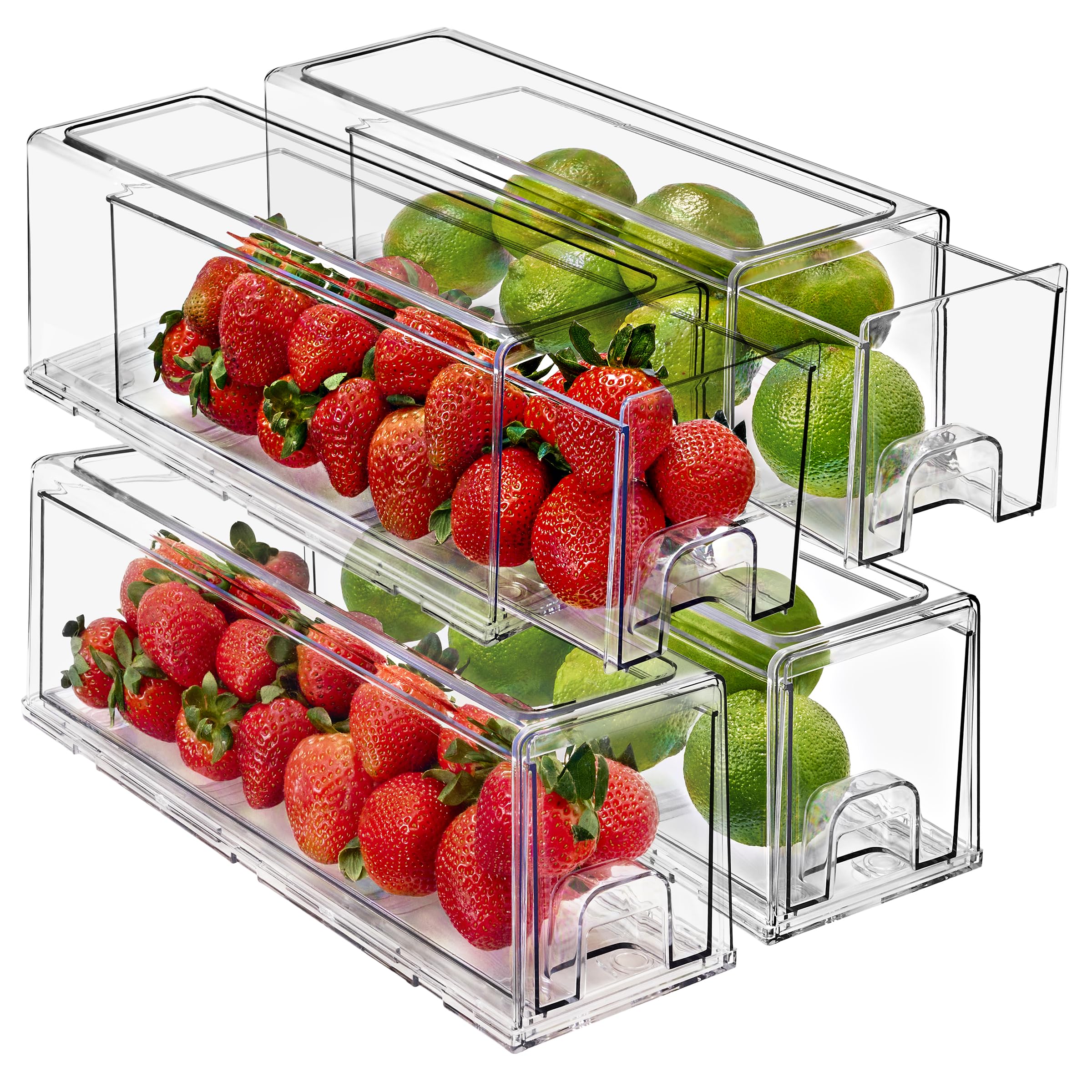 Sorbus Fridge Drawers - Clear Stackable Pull Out Refrigerator Organizer Bins - Food Storage Containers For Kitchen, Refrigerator