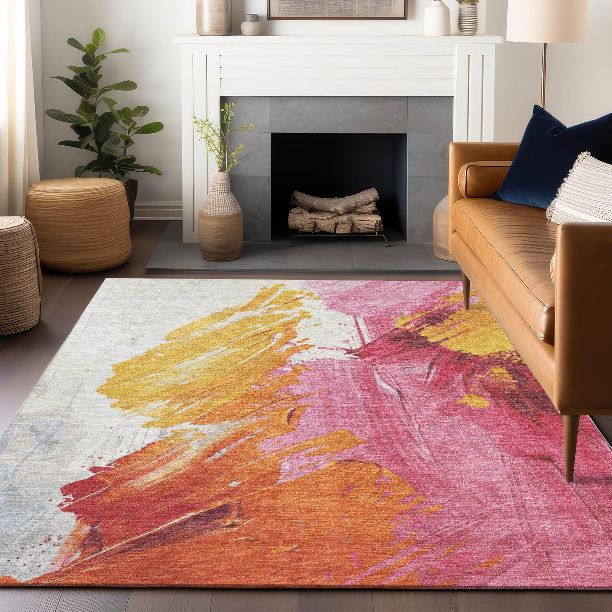 Machine Washable Indoor/Outdoor Chantille Blush 5 x 76 Rug
