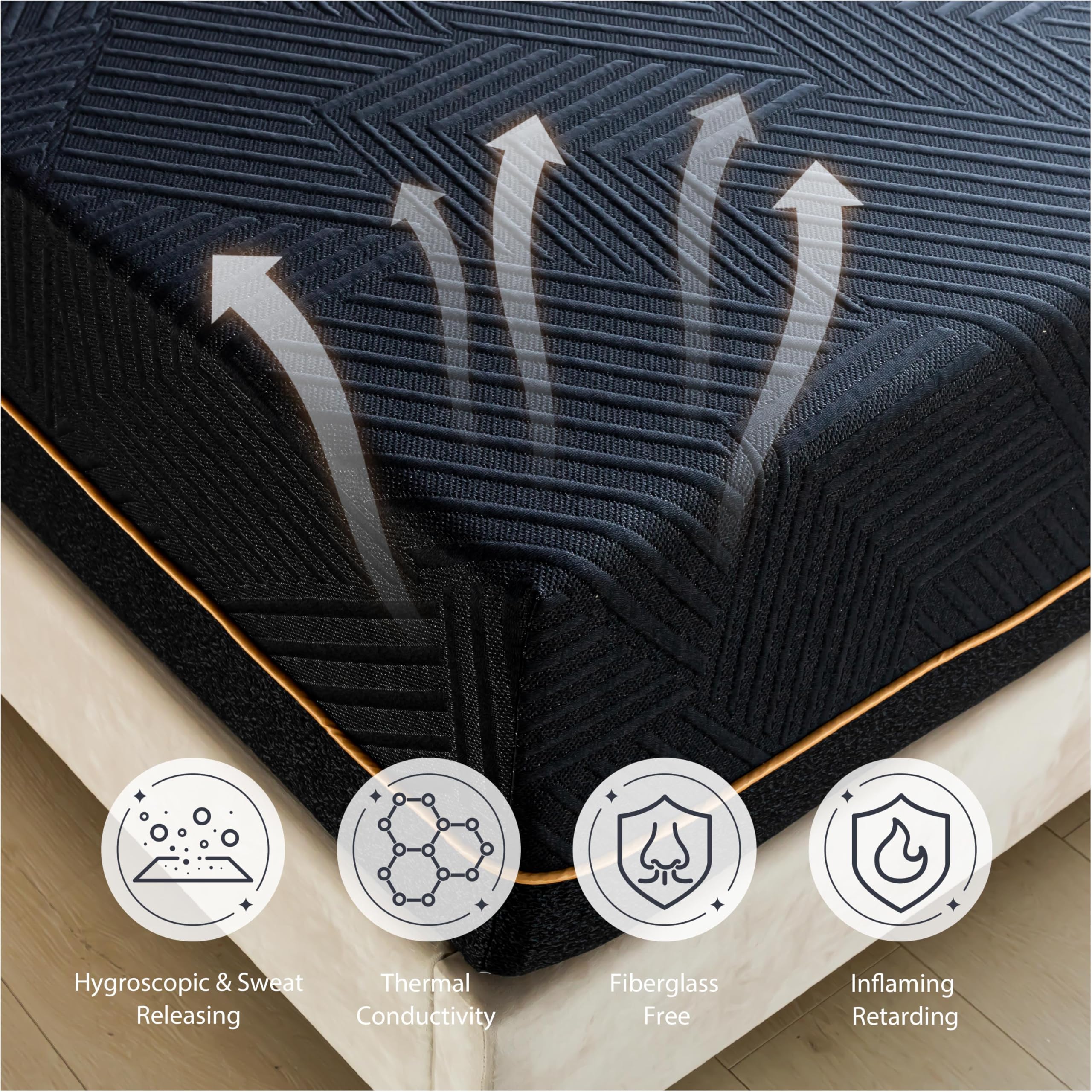 Dyonery Queen 14 Inch Memory Foam Mattress In A Box, Cooling Knit Fabric Cover, Copper-Gel Memory Foam, Made In Usa, Certipur-Us