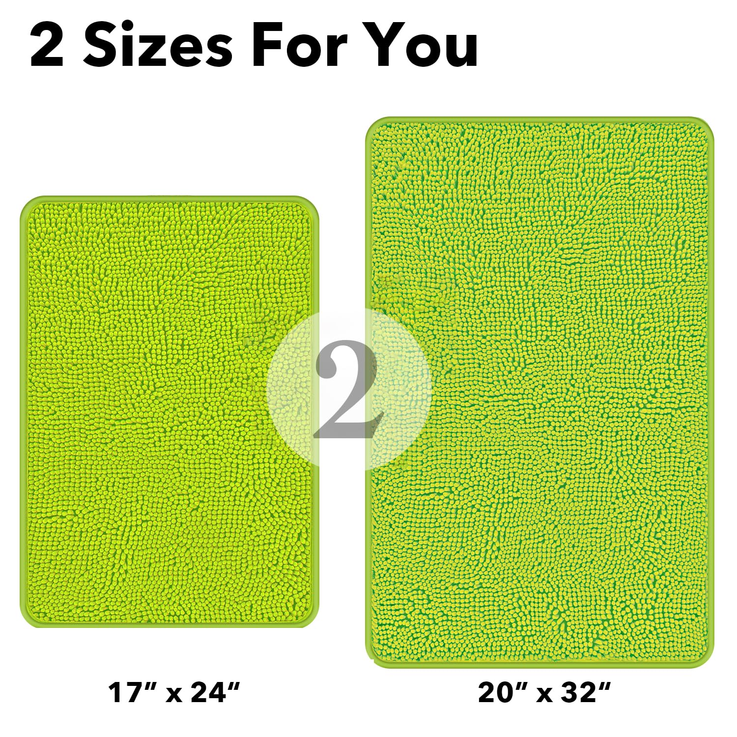 Yeaban Lime Green Bathroom Rugs Sets 2 Piece - Thick Chenille Bath Mats | Absorbent And Washable Bath Rug Non-Slip, Plush And So