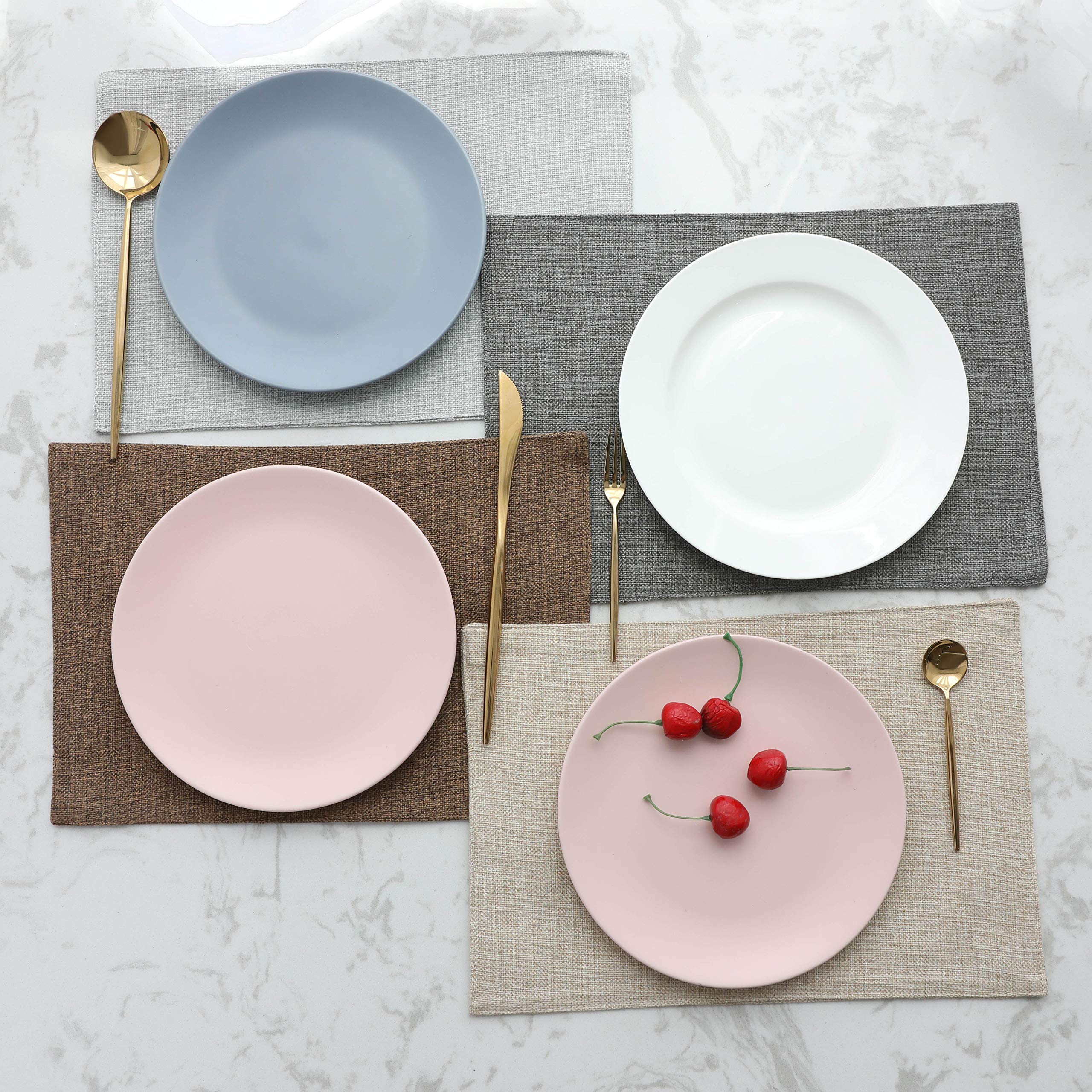 Home Brilliant Burlap Linen Placemats Set Of 6 Plate Mats Heat Resistant Dining Table Cloth Placemats Washable Kitchen Table Mat