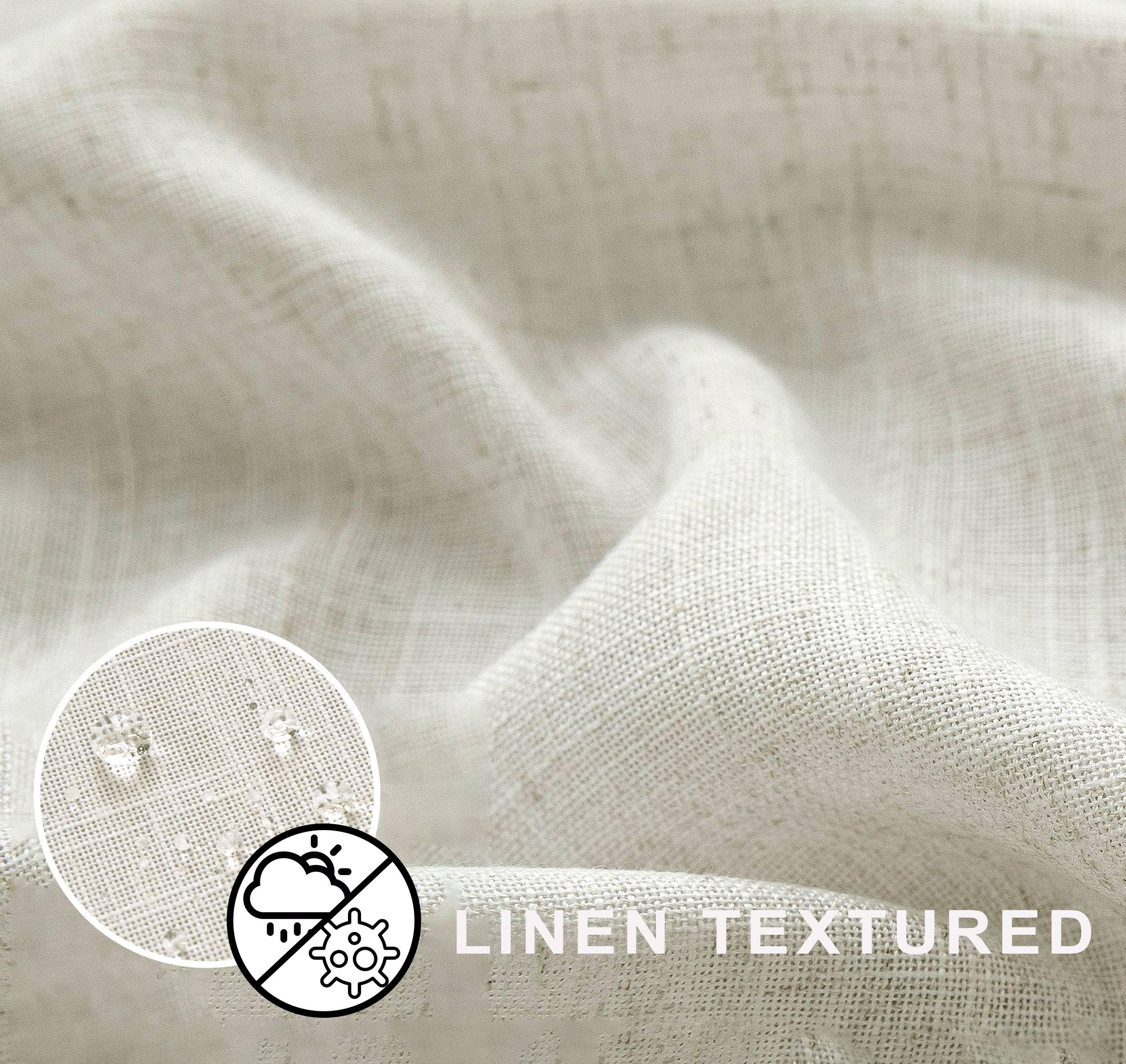 Koufall 80 Inch Long Shower Curtain,Natural Linen Waterproof Farmhouse Fabric Shower Curtains For Bathroom With Hooks Set,72 Wid