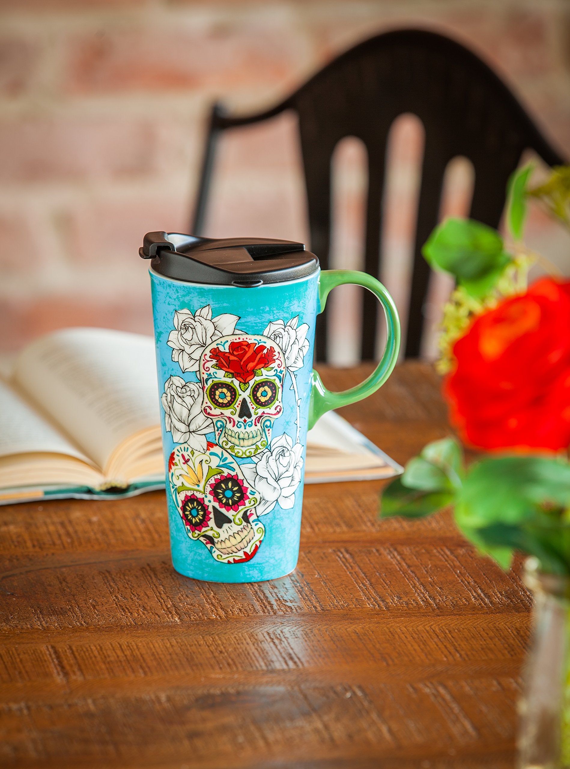 Cypress Home Beautiful Day of the Dead Ceramic Perfect Cup - 4 x 5 x 7 Inches Indoor/Outdoor home goods For Kitchens, Parties an
