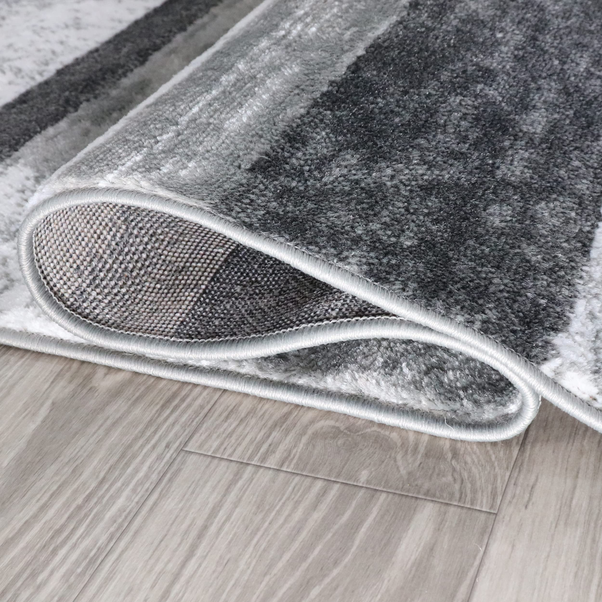 Superior Indoor Runner Rug, Jute Backed, Modern Geometric Patchwork Floor Decor for Bedroom, Office, Living Room, Entryway, Hard