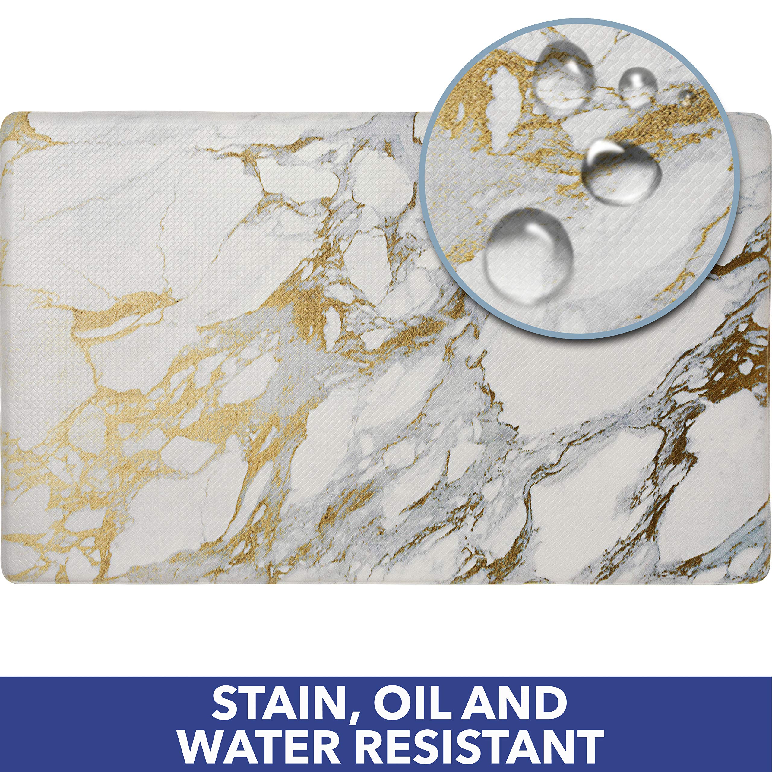 SoHome Cozy Living Anti Fatigue Mat Kitchen Mat Non Slip Stain Resistant Easy Clean 1/2 Inch Thick Kitchen Floor Mats  Marble Gold 20'' x 36''