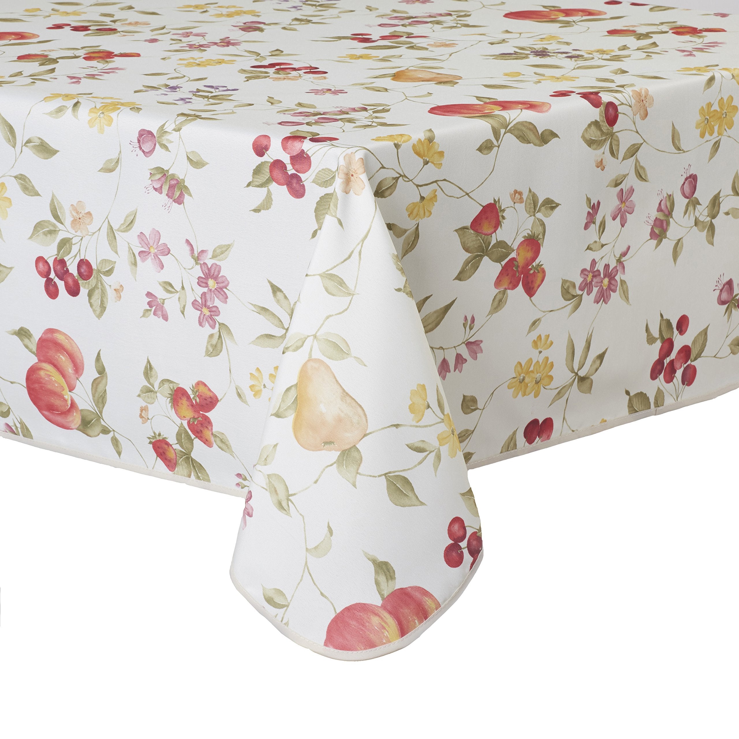 Violet Linen European White Fruit Tablecloth In Beige Size: 60'' Round
