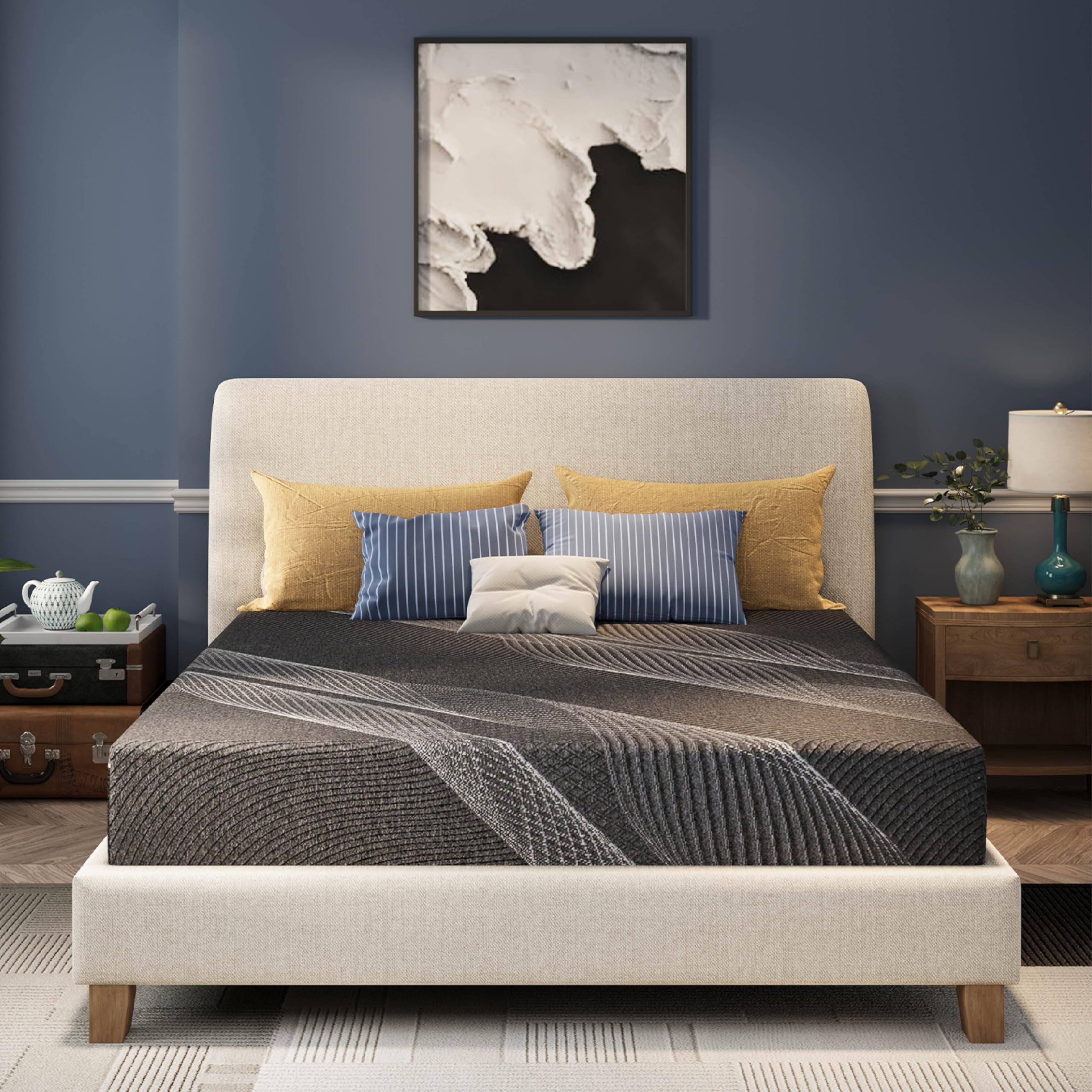 CH Charme House 6 Inch Full Mattress, Bamboo-Charcoal Memory Foam Mattress, Cooling & Pressure Relief, Bed in a Box, Foam Made i