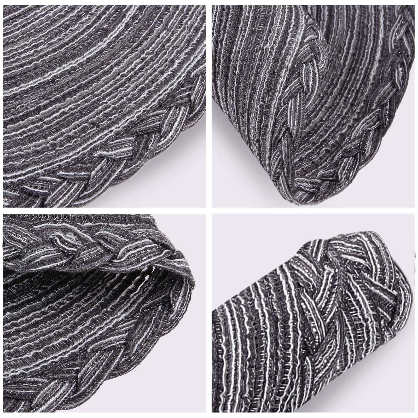 Abuzhen Indoor And Outdoor Round Cotton Placemat, Round Braided Placemats Round Table Mats For Dining Tables 15 Inch (Gray And B