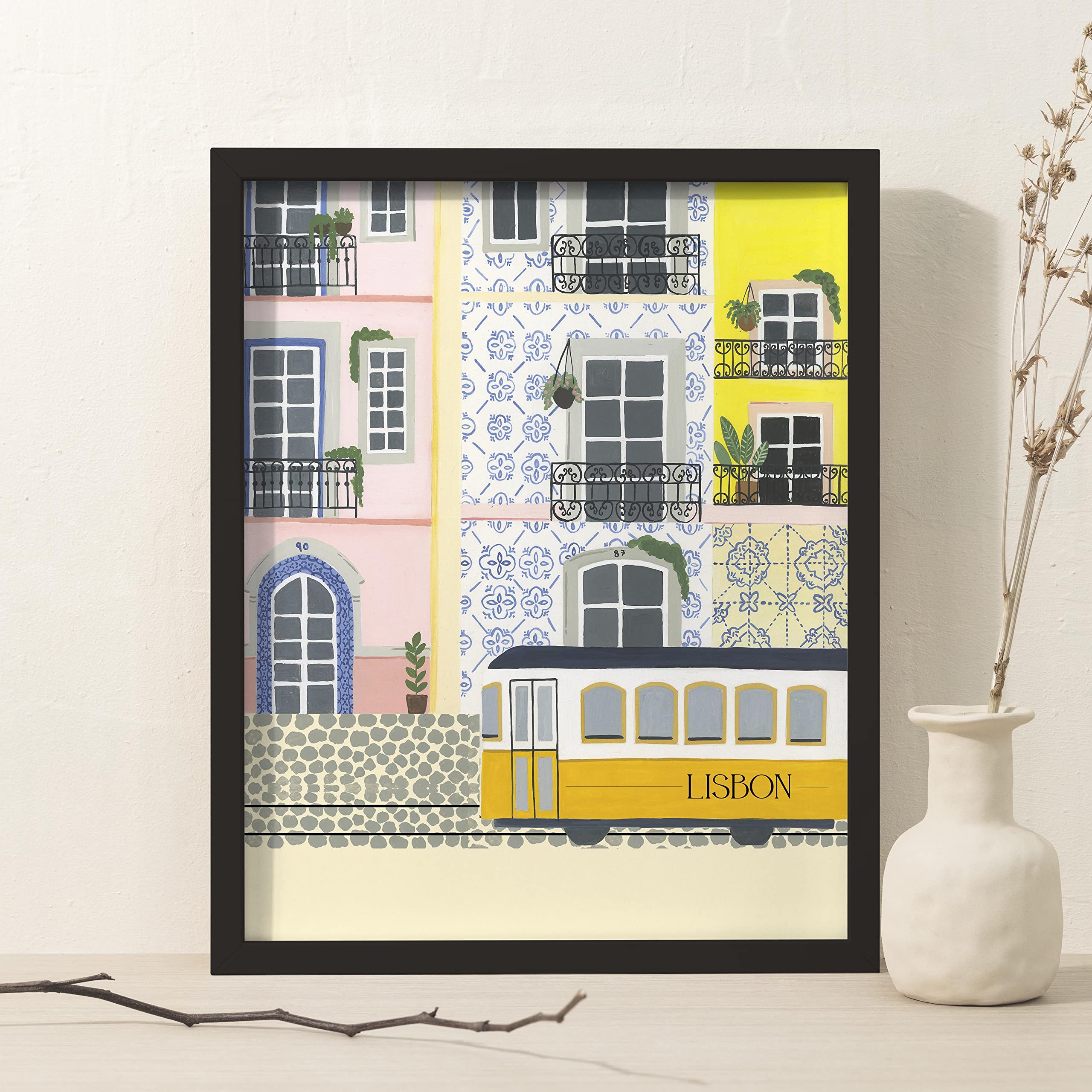 The Spring Palette | Lisbon - Travel Inspired Modern Wall Painting | Modern Art Painting For Living Room Bed Room And Office | 1