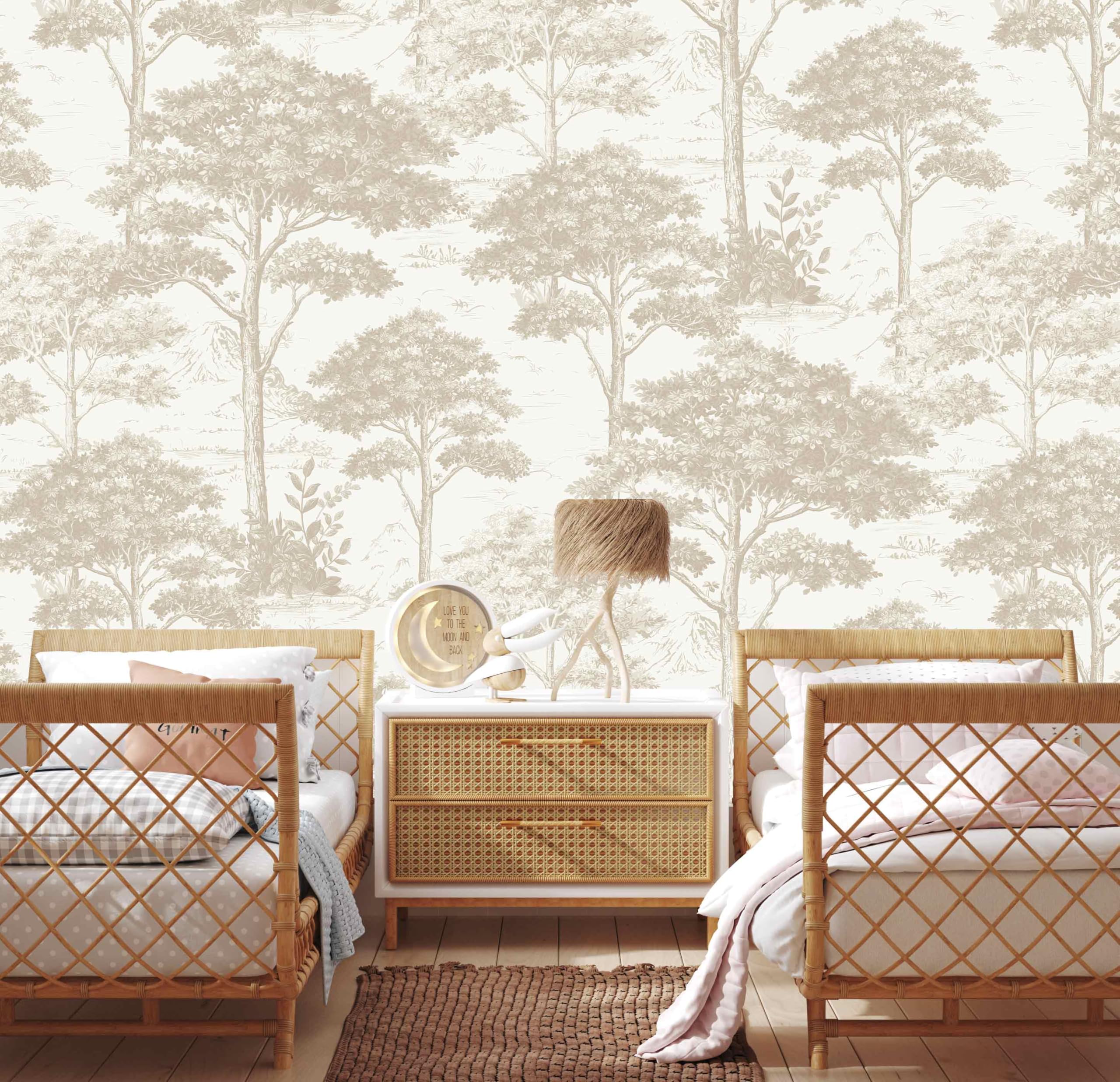 TUNDJ - Beige Forest Wall Mural Peel and Stick Wallpaper for Living Rooms and Bedrooms with Endless Extendability 137x100