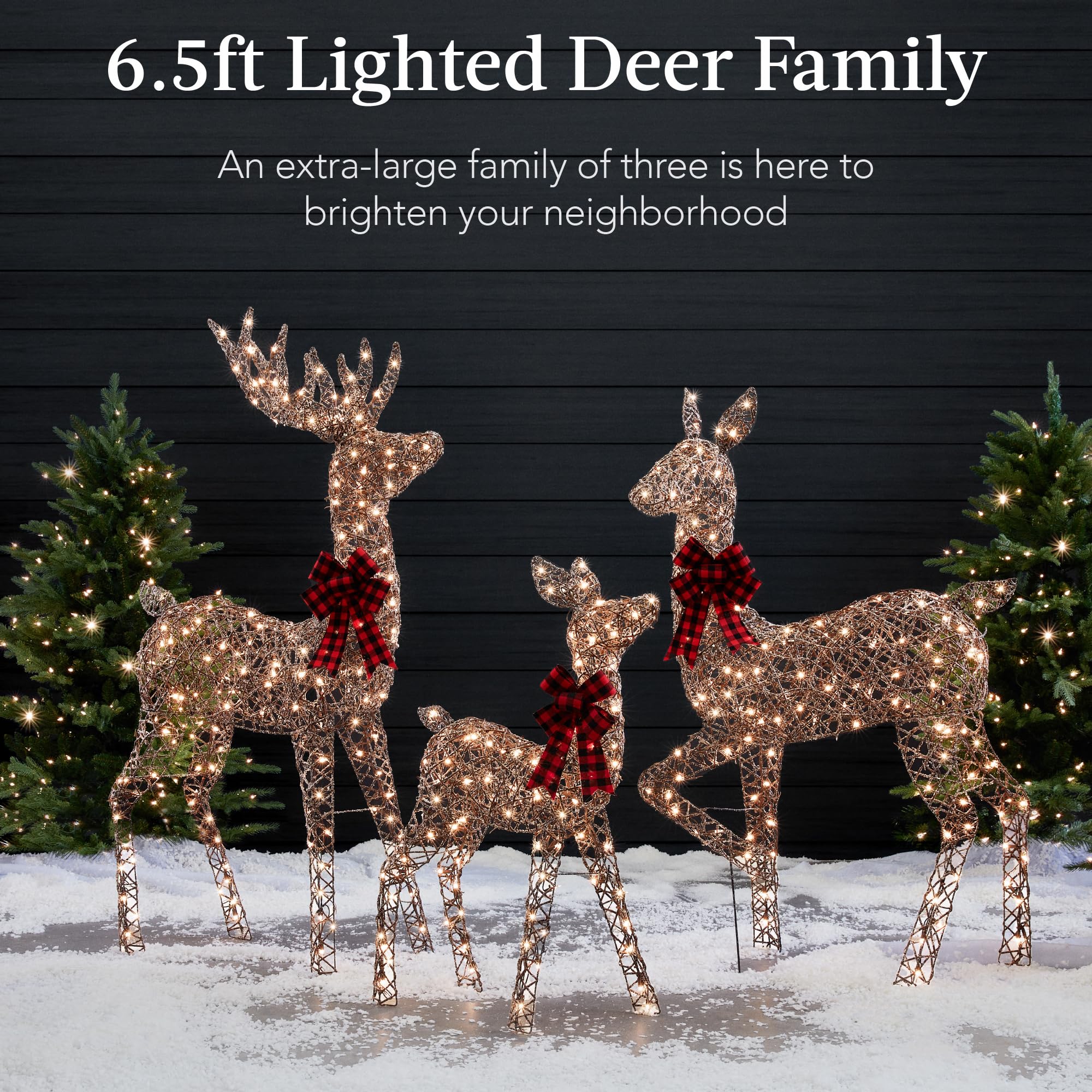 Best Choice Products 6.5ft 3-Piece Large Lighted Christmas Deer Family Set, Outdoor Yard Decoration with 385 LED Lights, Stakes,