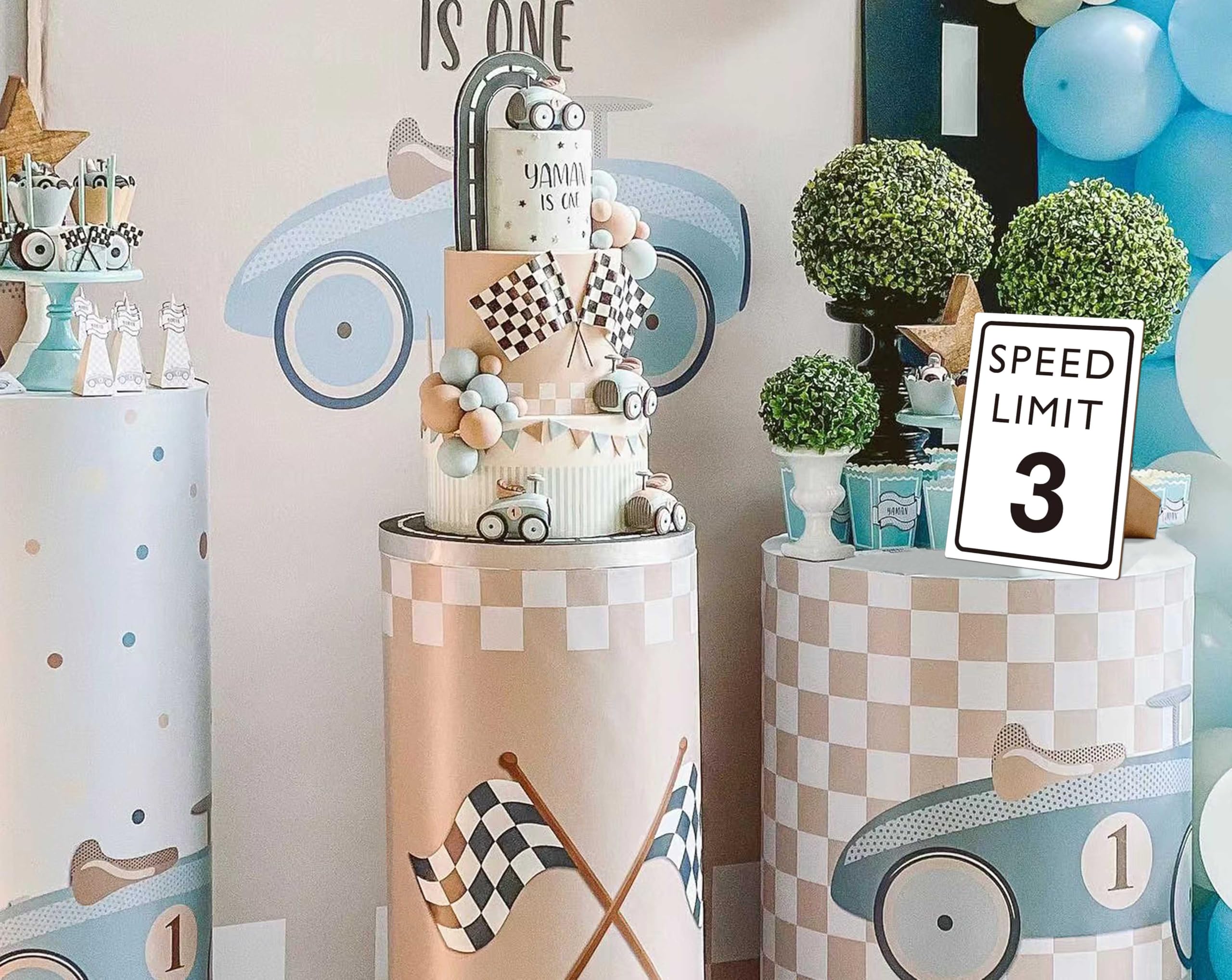 Muruseni Race Car Birthday Decor, Speed Limit Sign, Fast Three, Race Car Birthday Party Decorations, 8  11 Wooden Play Sign with