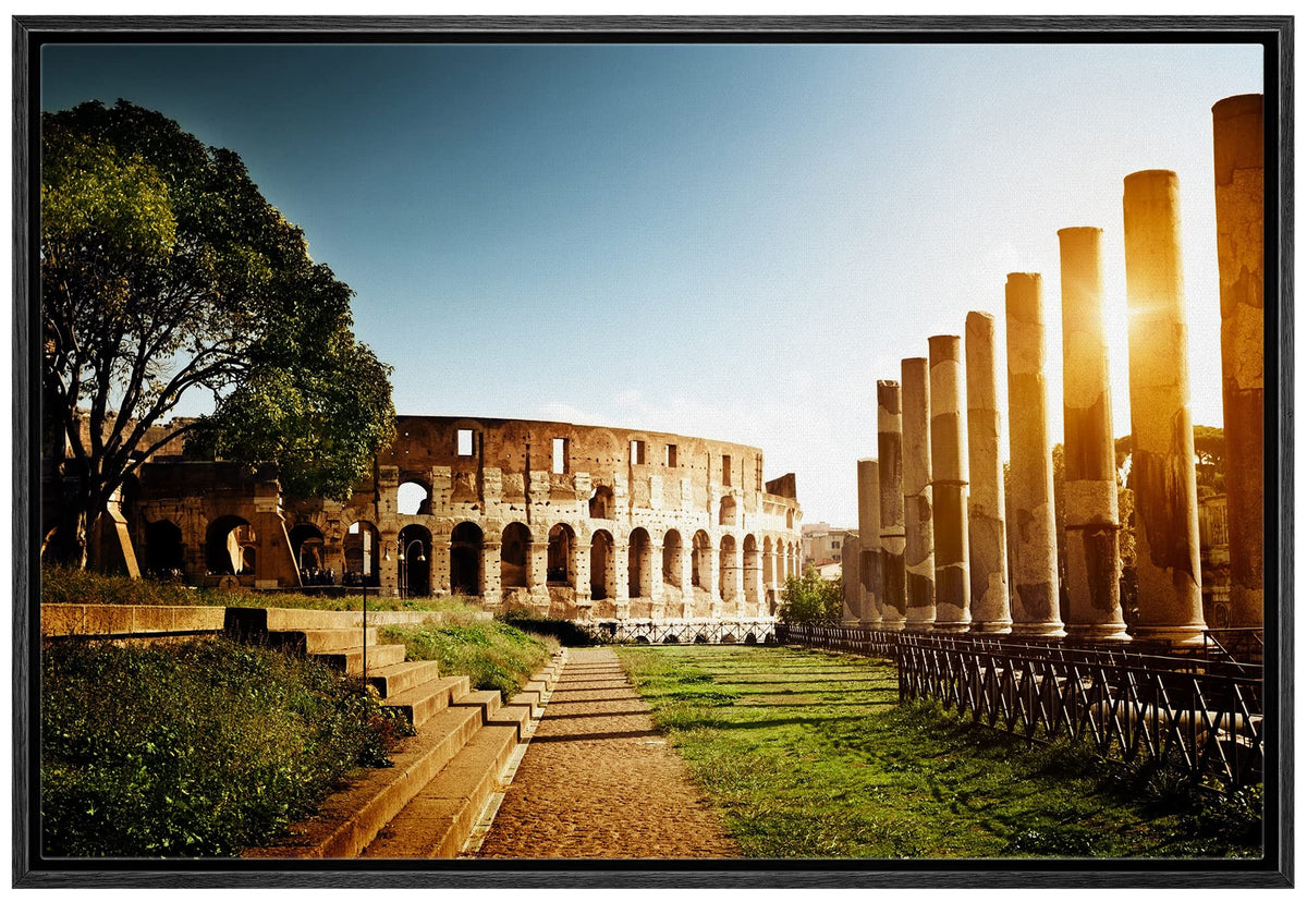 Wall26 Framed Canvas Prints Wall Art - Colosseum In Rome, Italy - 16''X24'' Black