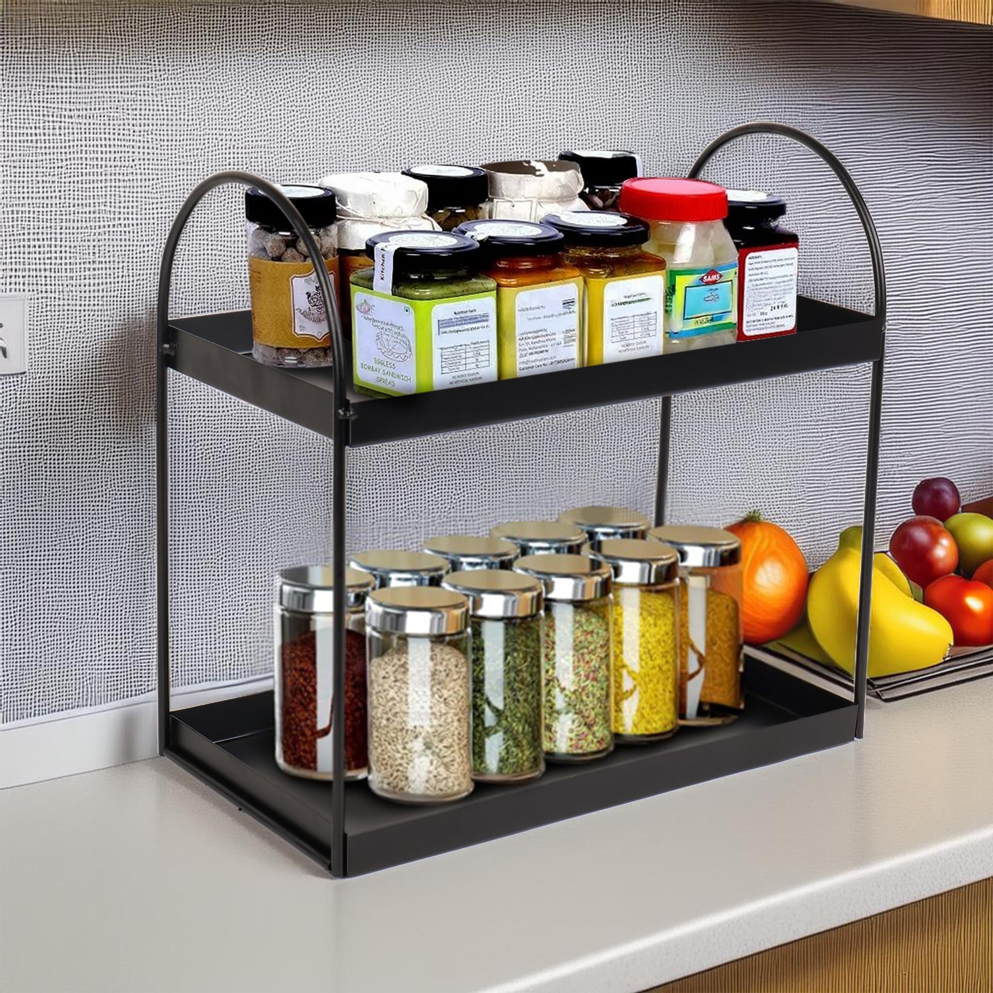 Niyara Iron Metal Heavy Duty Stand 2Tier Multistorage/Multipurpose Standing Rack, Bathroom Countertop Storage Shelf Cosmetic Or
