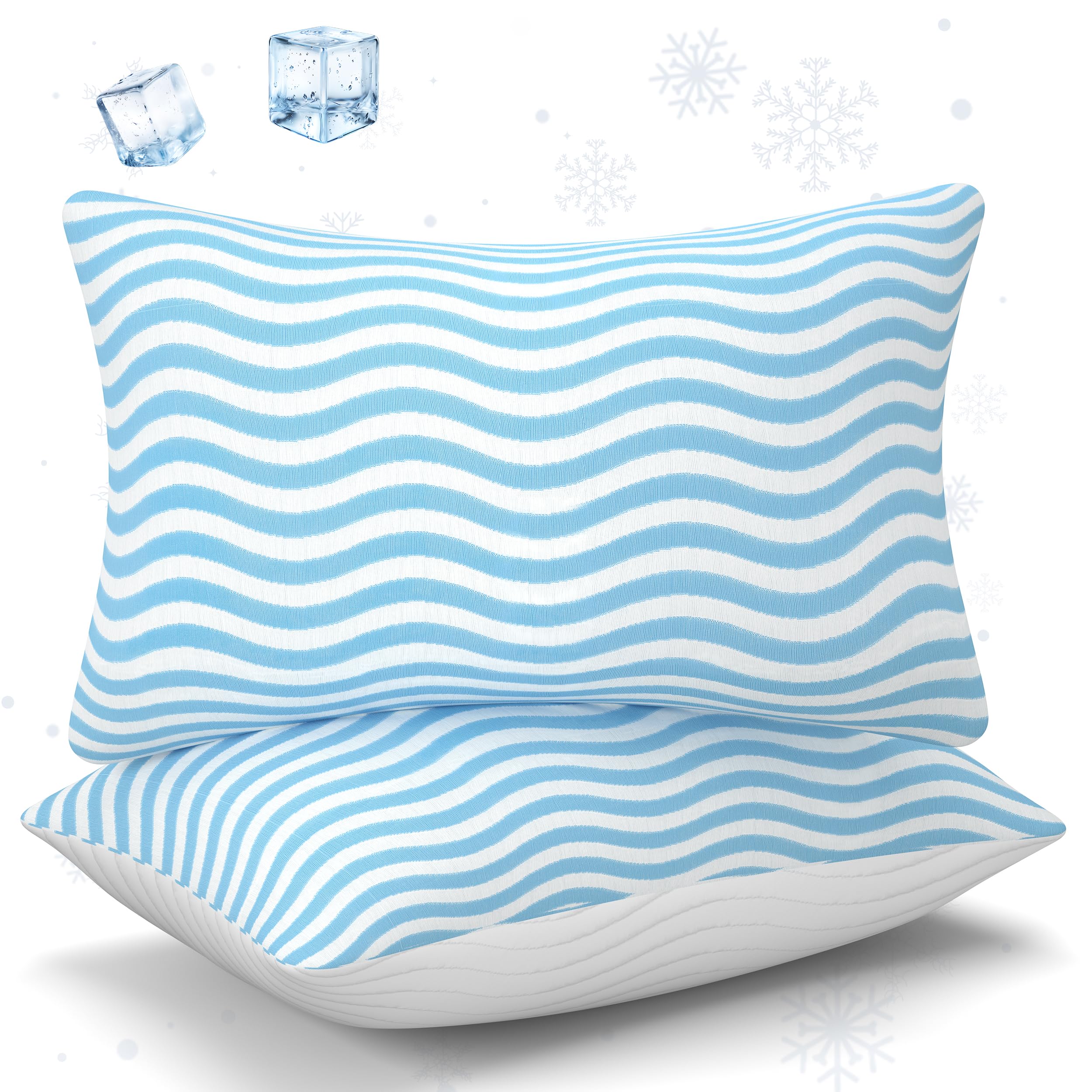 Sleepdiary Standard Size Pillows Set Of 2 - Cooling Shredded Memory Foam Bed Pillows, Adjustable Loft For Customized Comfort
