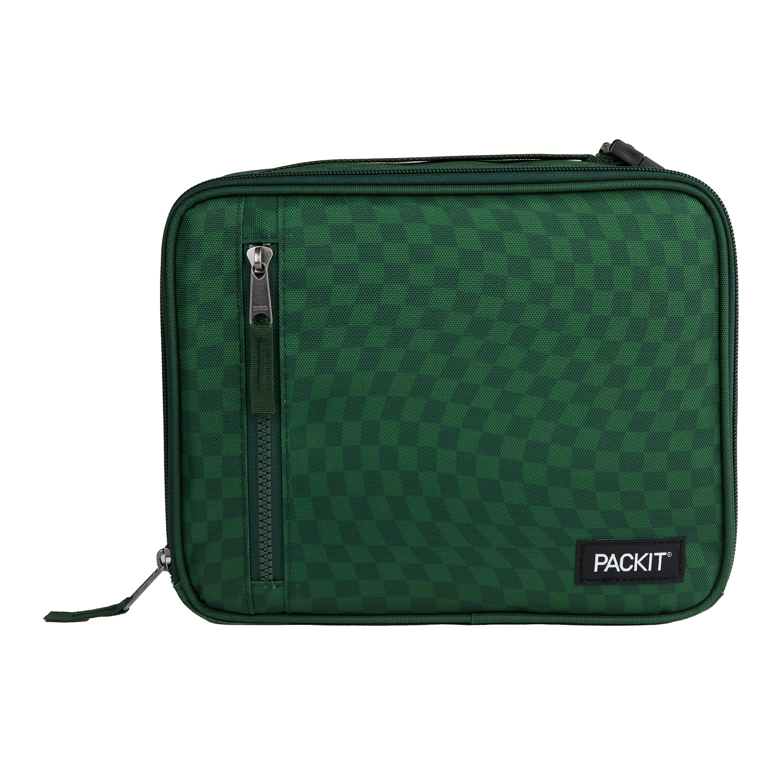 PackIt Freezable Classic Lunch Box, Checker Wave Olive, Built with ECOFREEZE Technology, Collapsible, Reusable, Zip Closure With