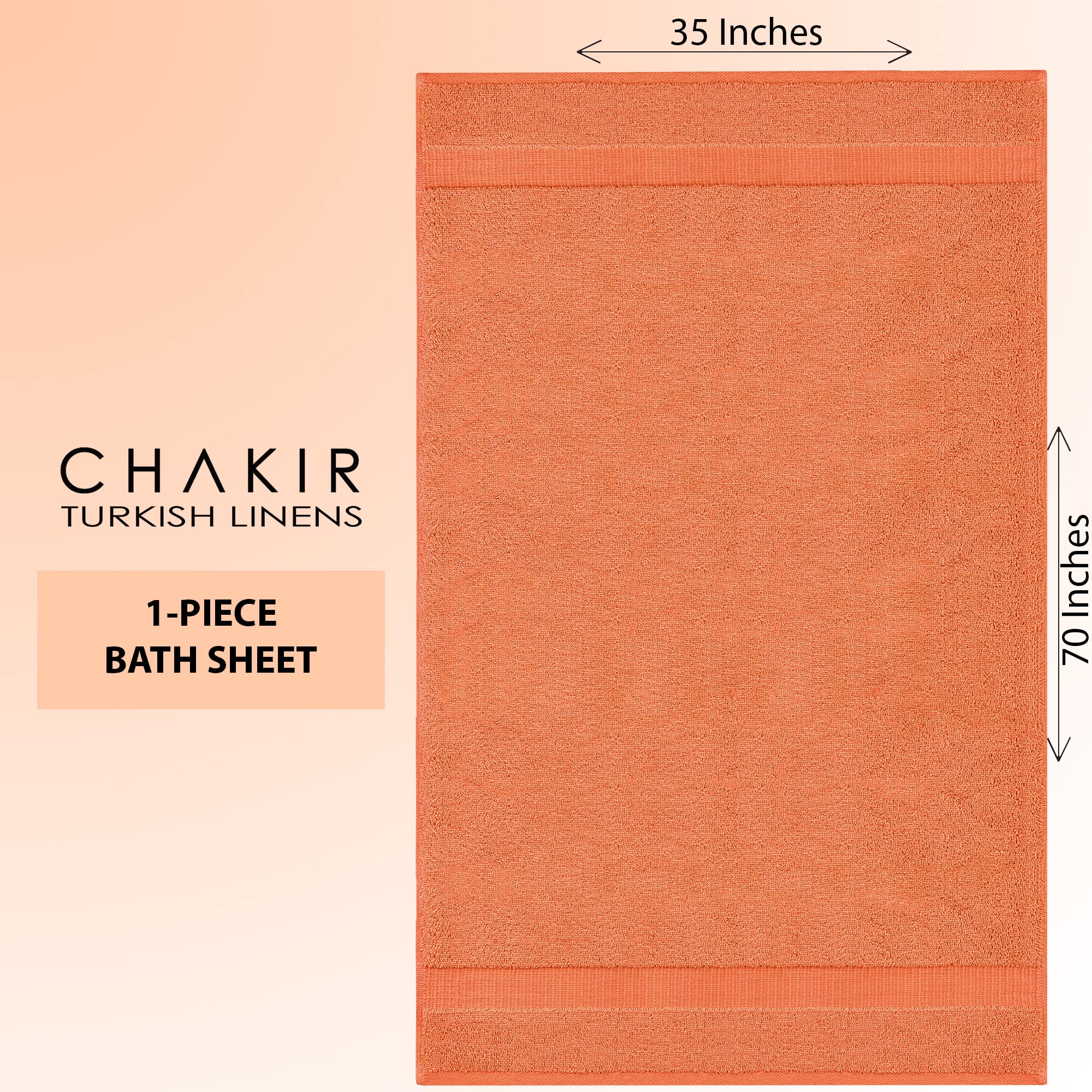 Chakir Turkish Linens 100% Cotton Premium Turkish Towels For Bathroom | 35'' X 70'' (1-Piece Bath Sheet, Coral)
