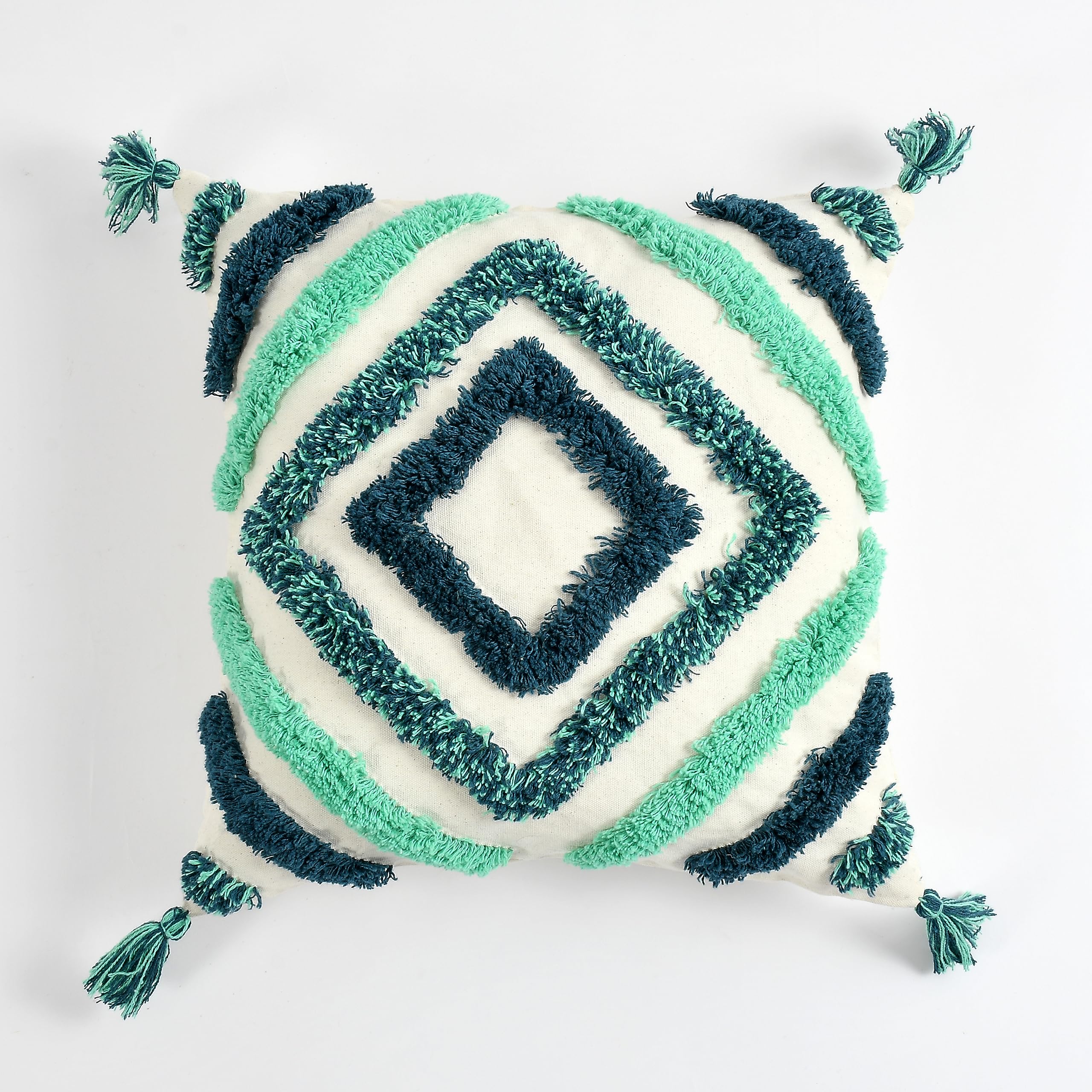Wisdom Decor Sofa Cushion Cover Cotton For Living Room Couch Soft Pillow Cover (16 X 16, Green Diamound) Pack Of 1