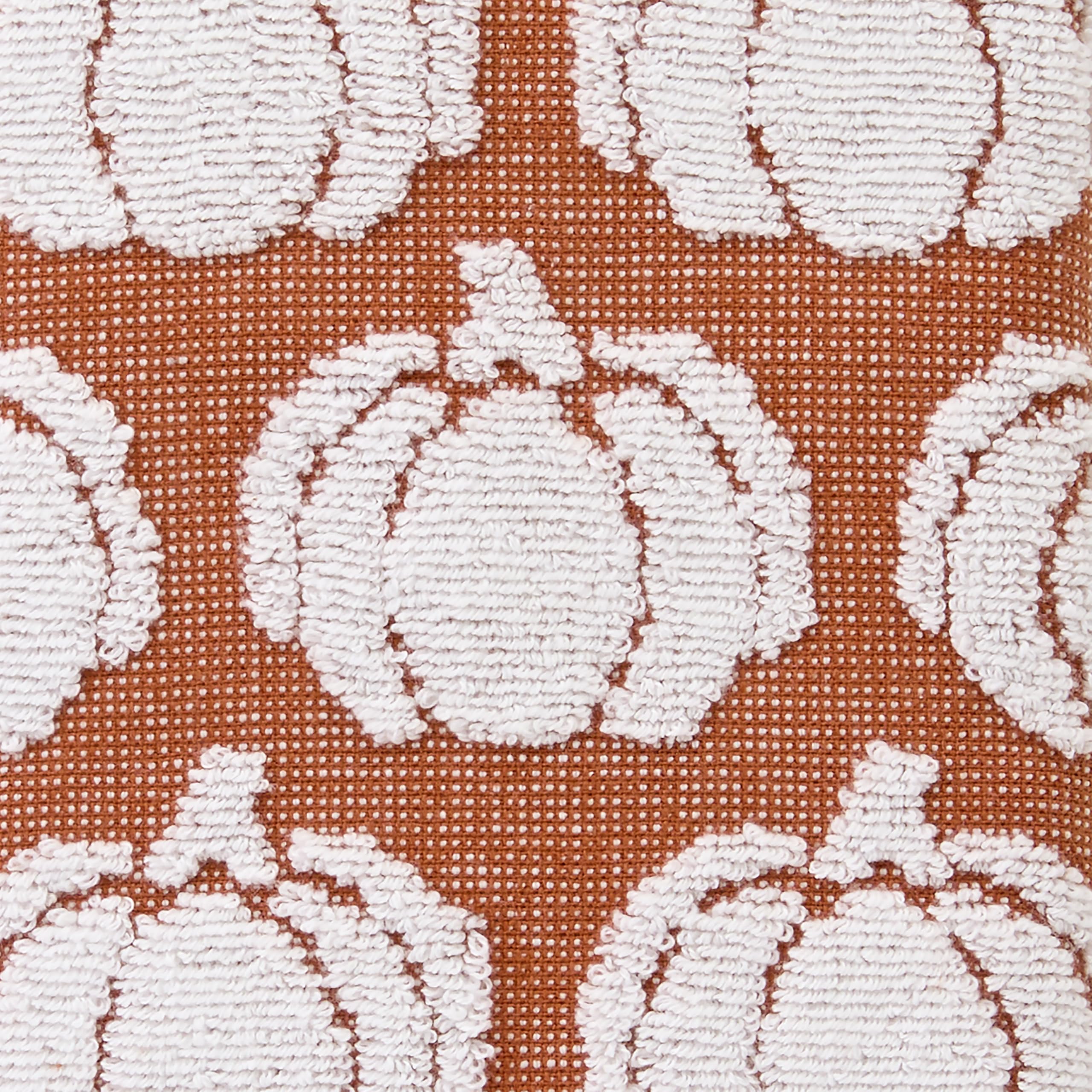 SKL Home Autumn/Fall/Thanksgiving Pumpkin Sculpted 100% Cotton Jacquard 2pc Hand Towel Set, Reversible, Soft & Absorbent, Decora