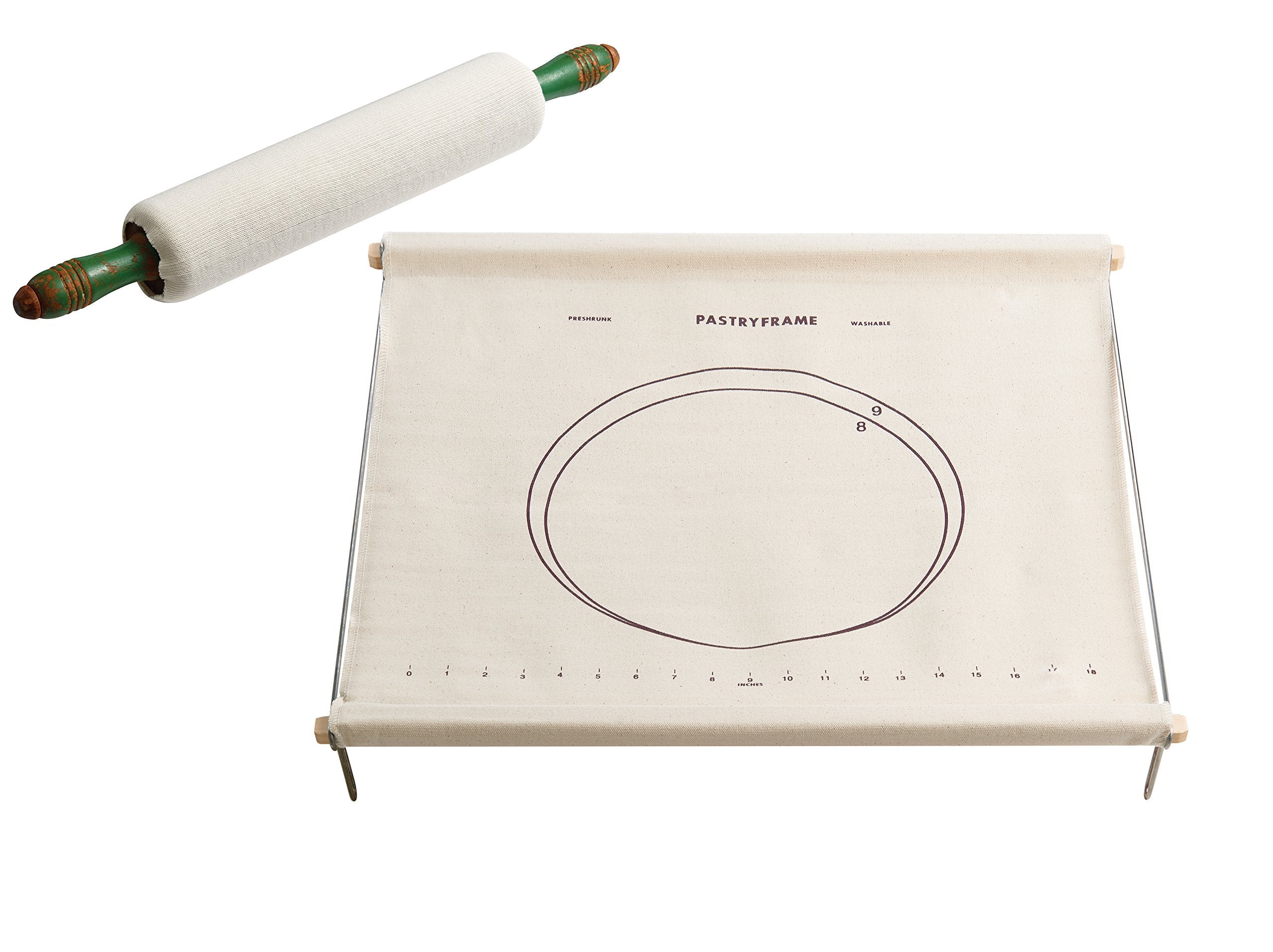 Mrs. Anderson's Baking Non-Stick Pastry Cloth Set, 20"x20", Cotton, White, Includes Rolling Pin Cover, Model 43106