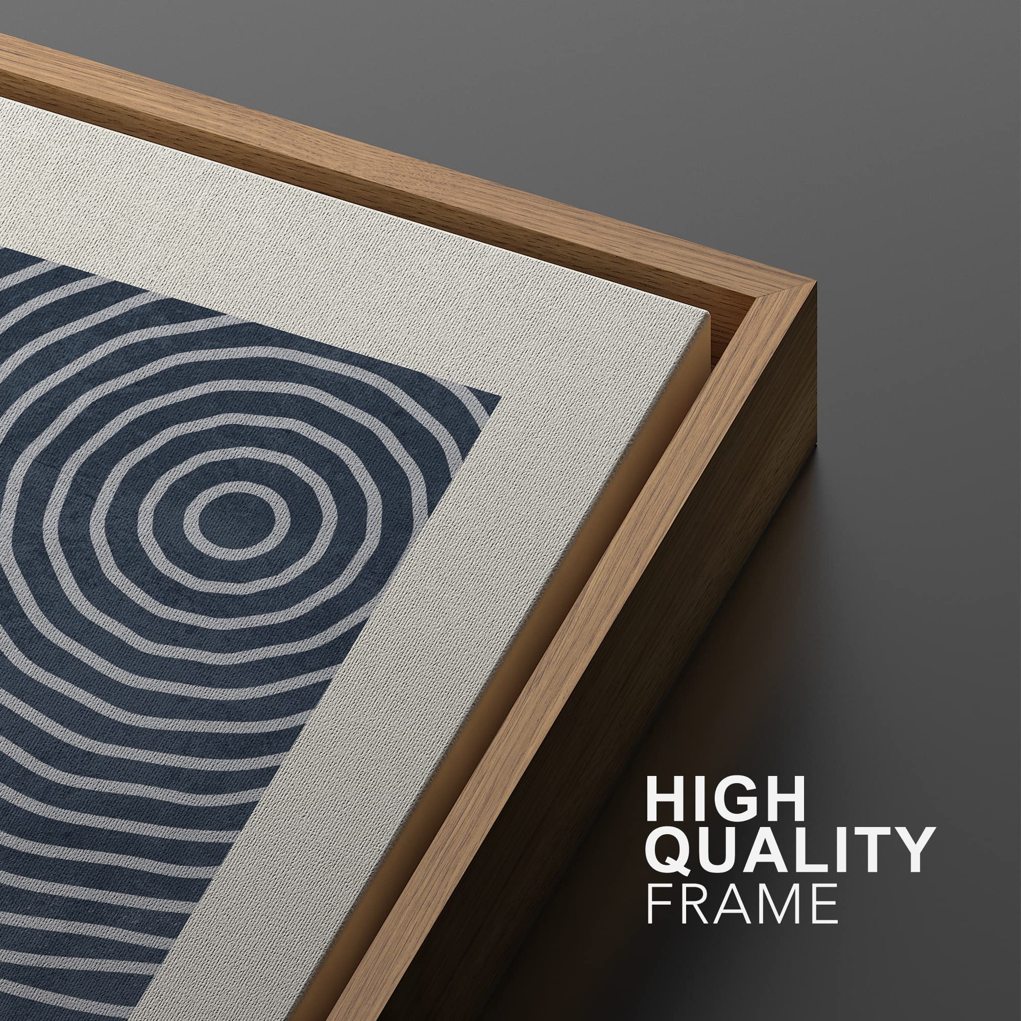 SIGNWIN Framed Canvas Print Wall Art Set Blue Black 3D Wave Nordic Geometric Landscape Abstract Shapes Illustrations Minimal Decorative Bohemian for Living Room  Bedroom  Office - 24''x36''x2 Natural