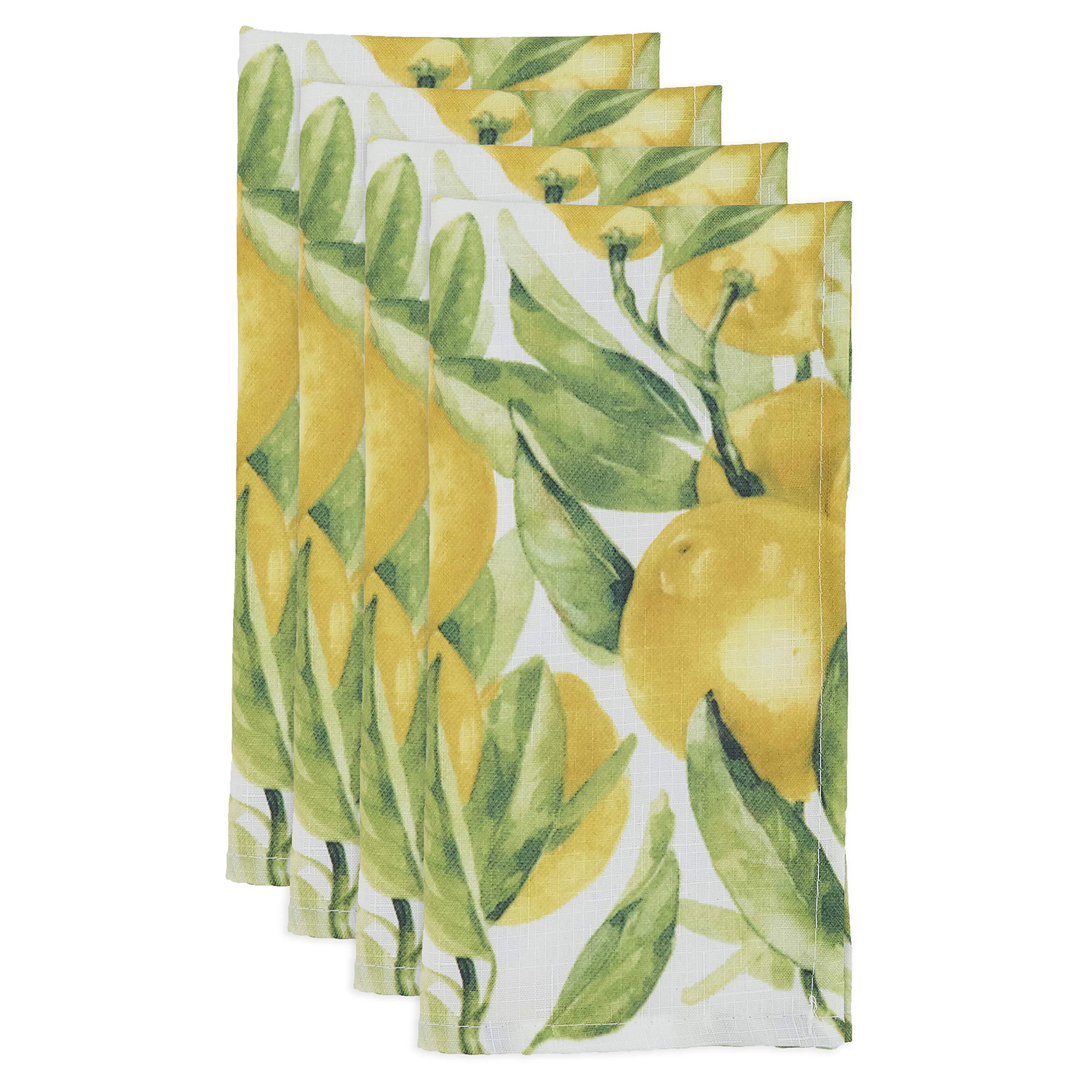 Saro Lifestyle Printed Lemon Table Napkin (Set Of 12), Multi, 20''