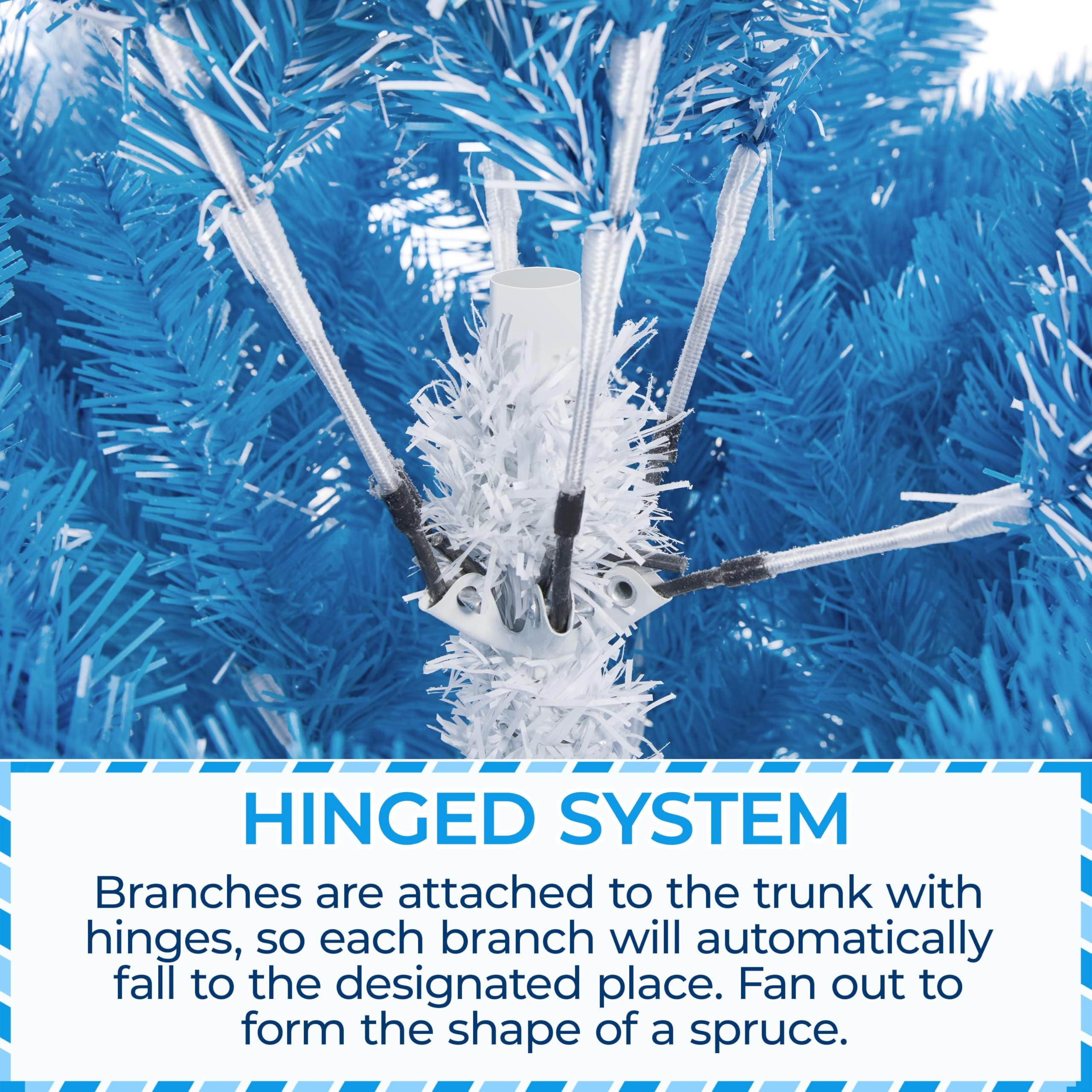 Yaheetech 6ft Pre-lit Artificial Christmas Tree with 250 Incandescent Warm White Lights, Snow Flocked Full Prelighted Xmas Tree