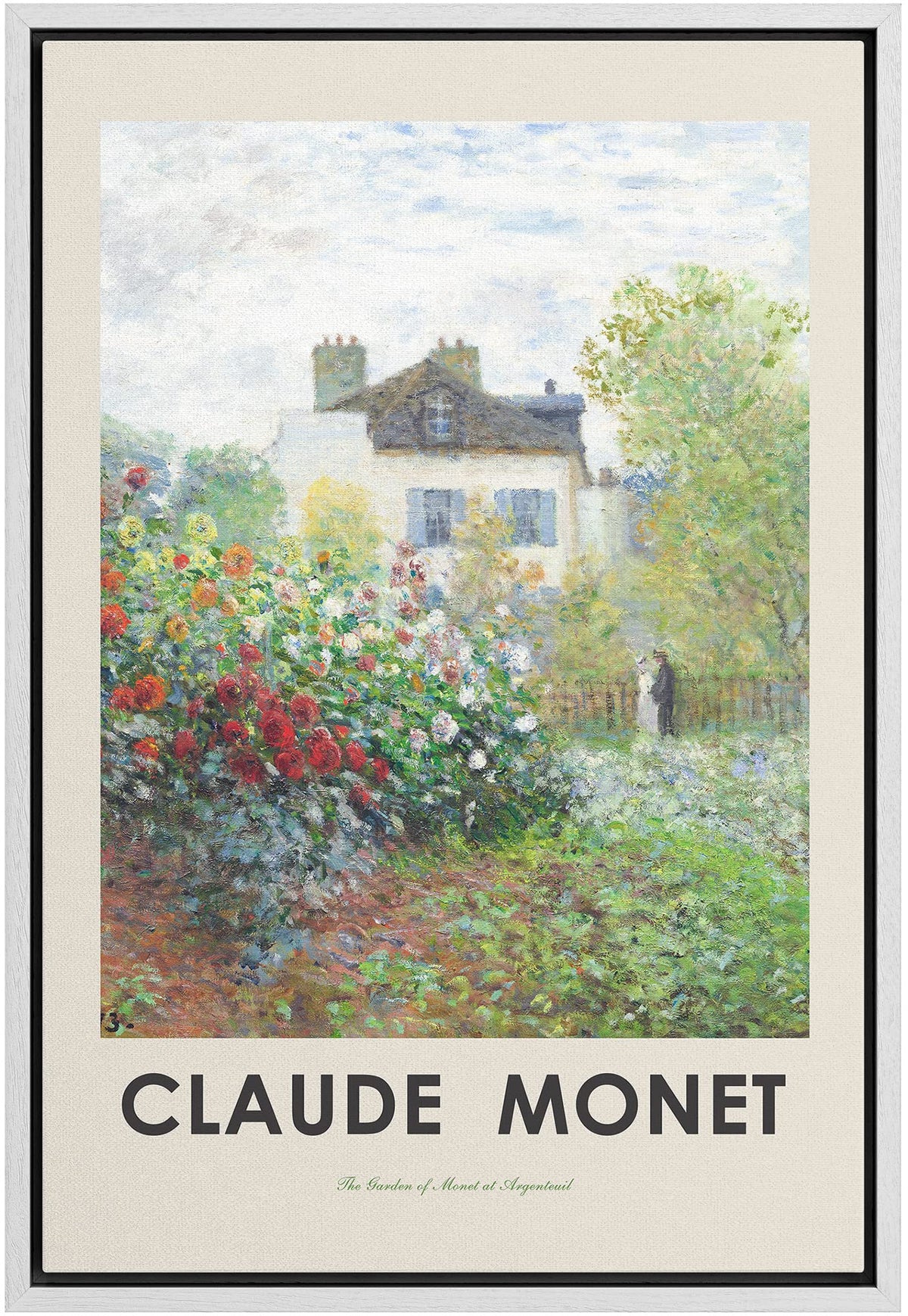 Idea4Wall Framed Canvas Print Wall Art The Artist'S Garden In Argenteuil By Claude Monet Historic Cultural Illustrations Fine Ar