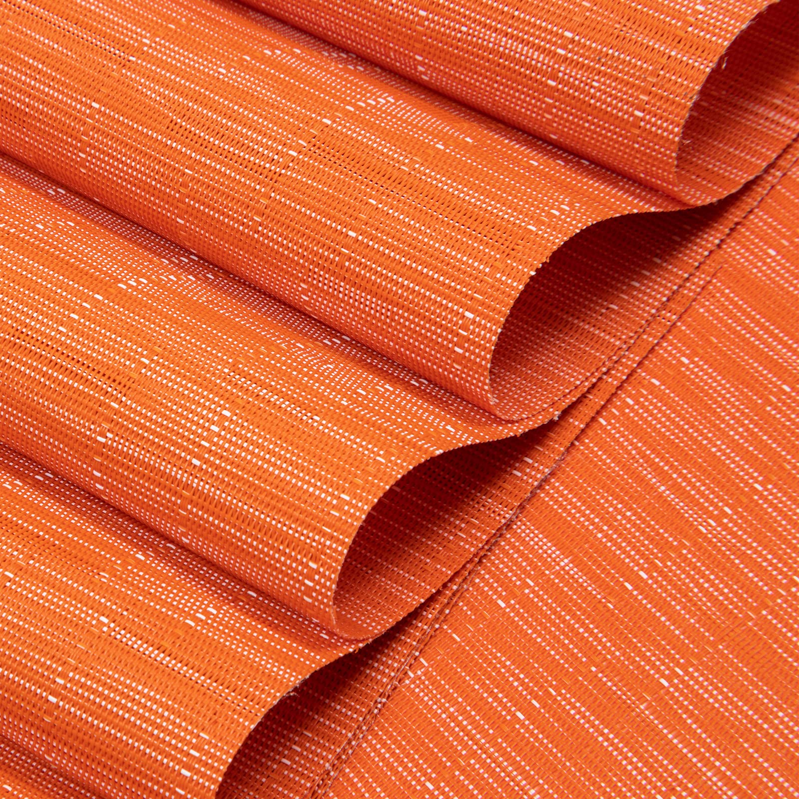 Shacos Round Table Placemats Set Of 4 Wedge Placemats Heat Resistant Woven Vinyl Table Mats Wipe Clean (4, Orange)