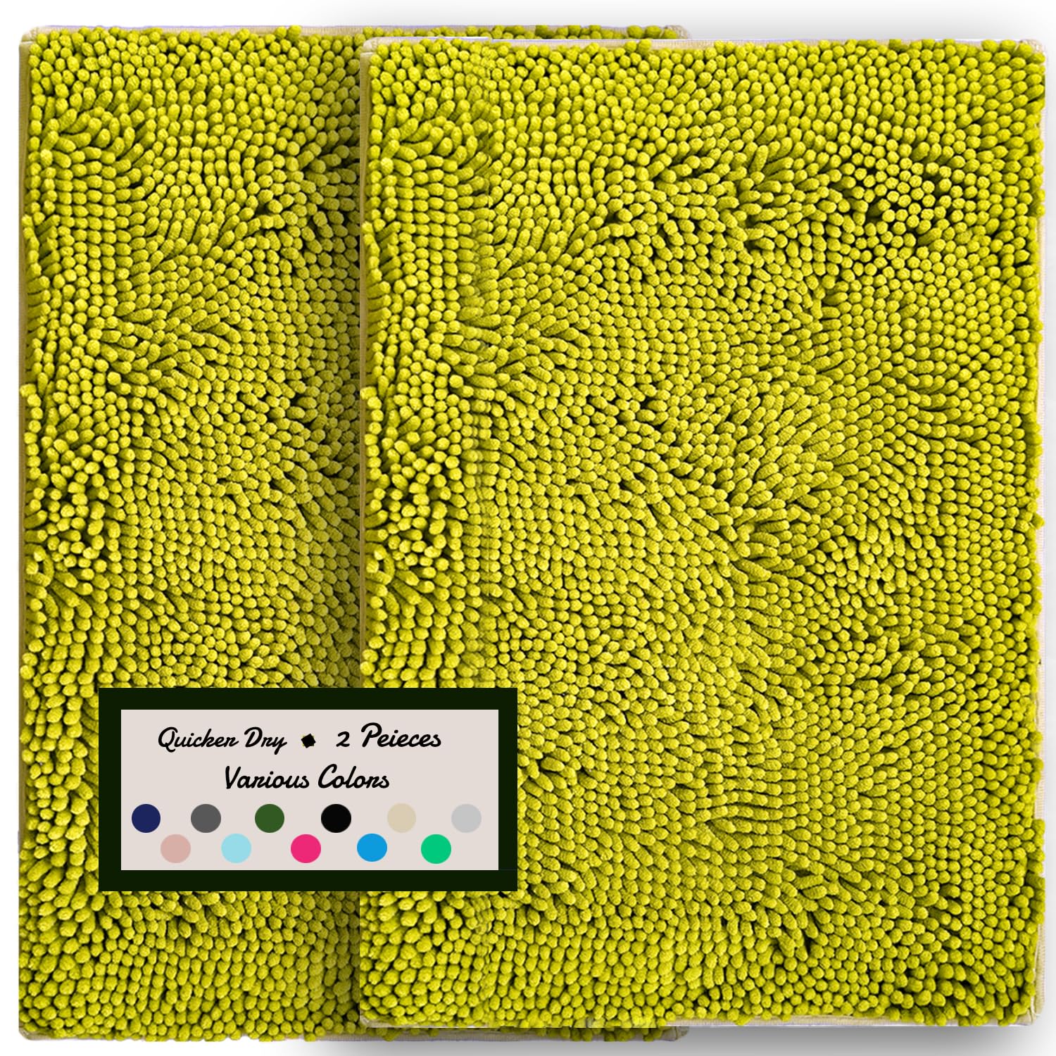 Bathroom Rugs Sets 2 Piece Bathroom Rugs Absorbs Water Soft Bath Mat,Chenille Bathroom Carpet, Non-Slip Bath Rugs Washable Bath