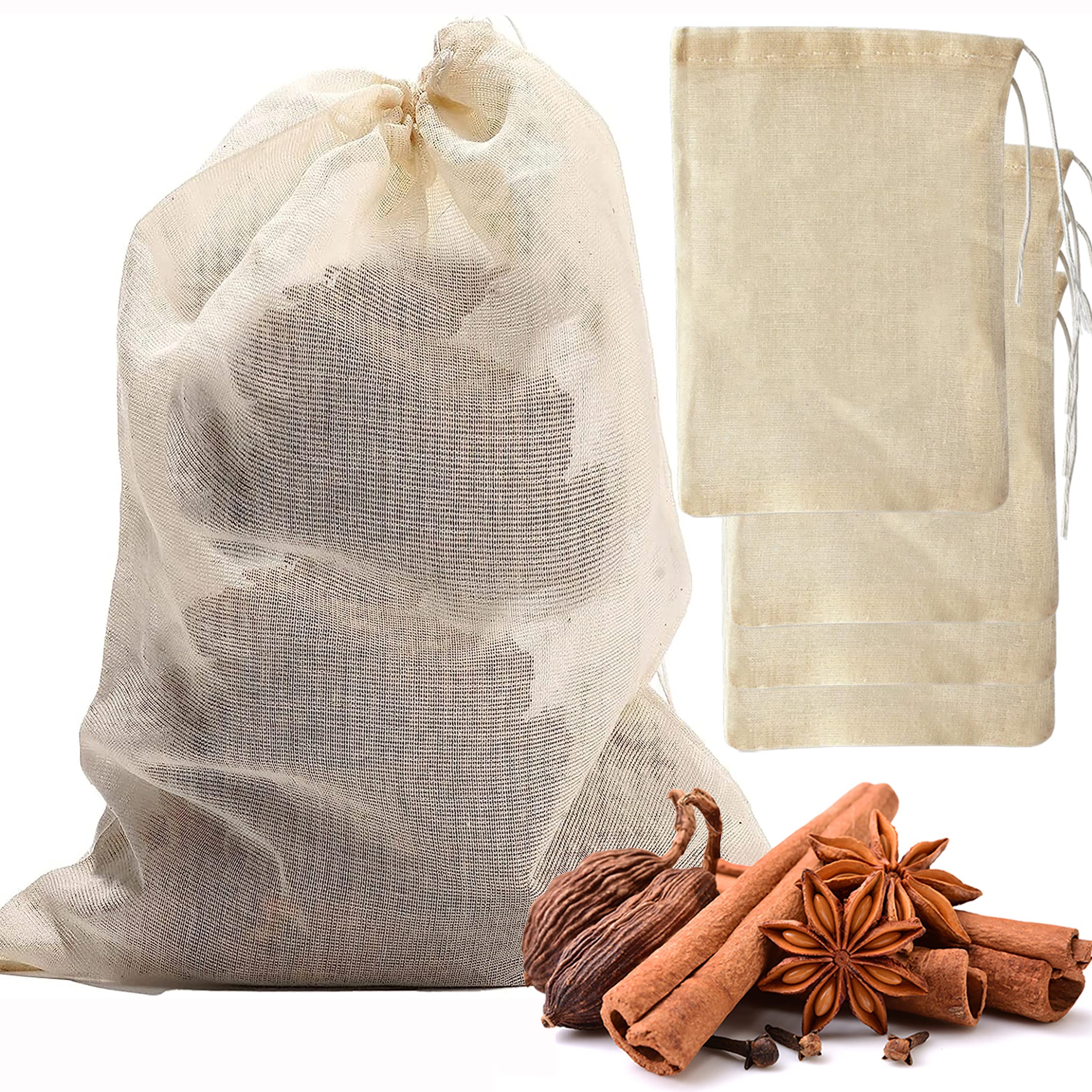 MyLifeUNIT Soup Bag, Cotton Mesh Bag for Large Size 10 x 12, Set of 4
