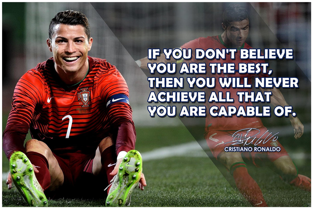 Cristiano Ronaldo Motivational Poster Quote Inspirational Quotes Classroom Posters Mens Soccer Pro Coaching Wall Art Growth Mind