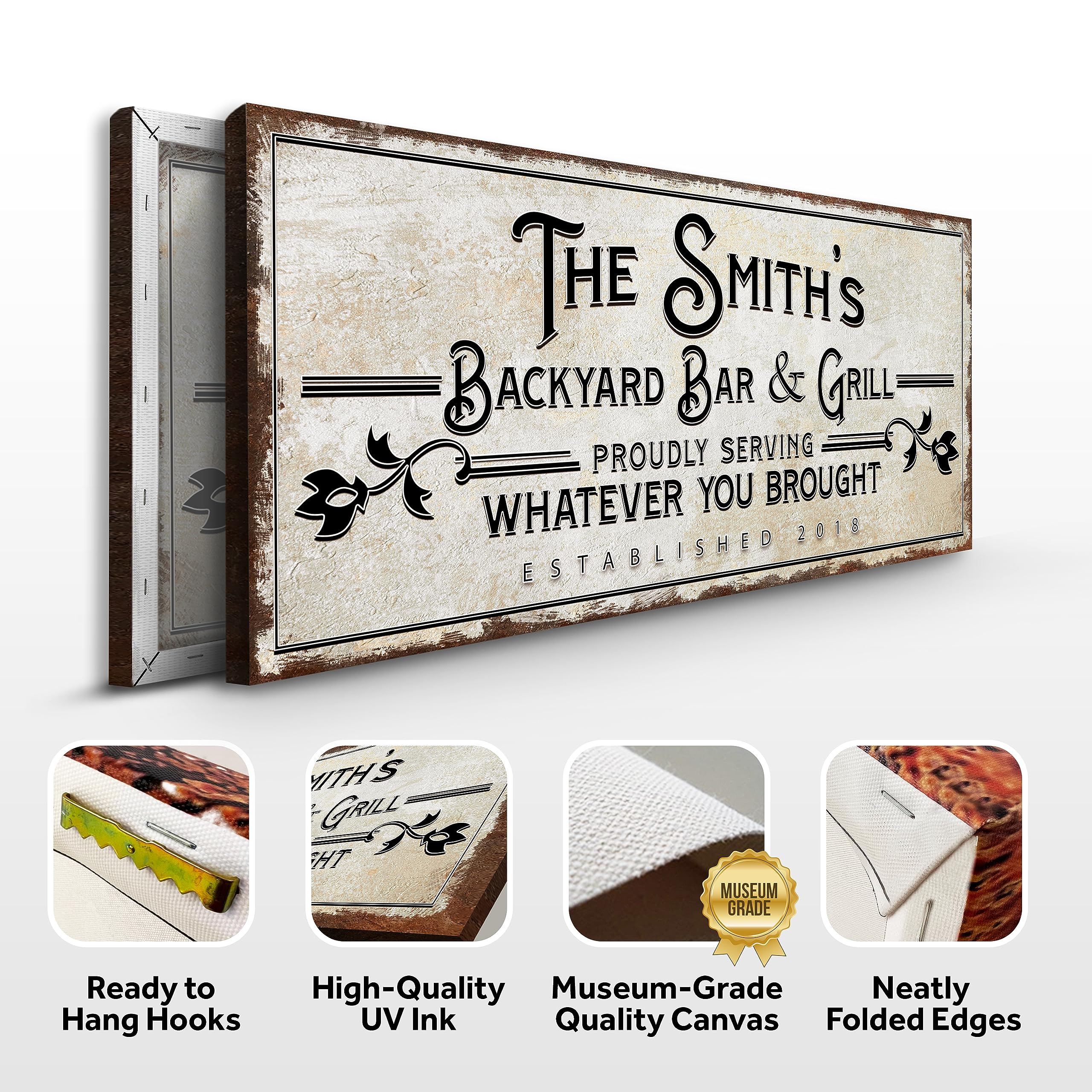 Tailored Canvases Bar Sign Custom Decor - Backyard Bar And Grill Proudly Serving Whatever You Brought - Canvas Wall Art Printabl