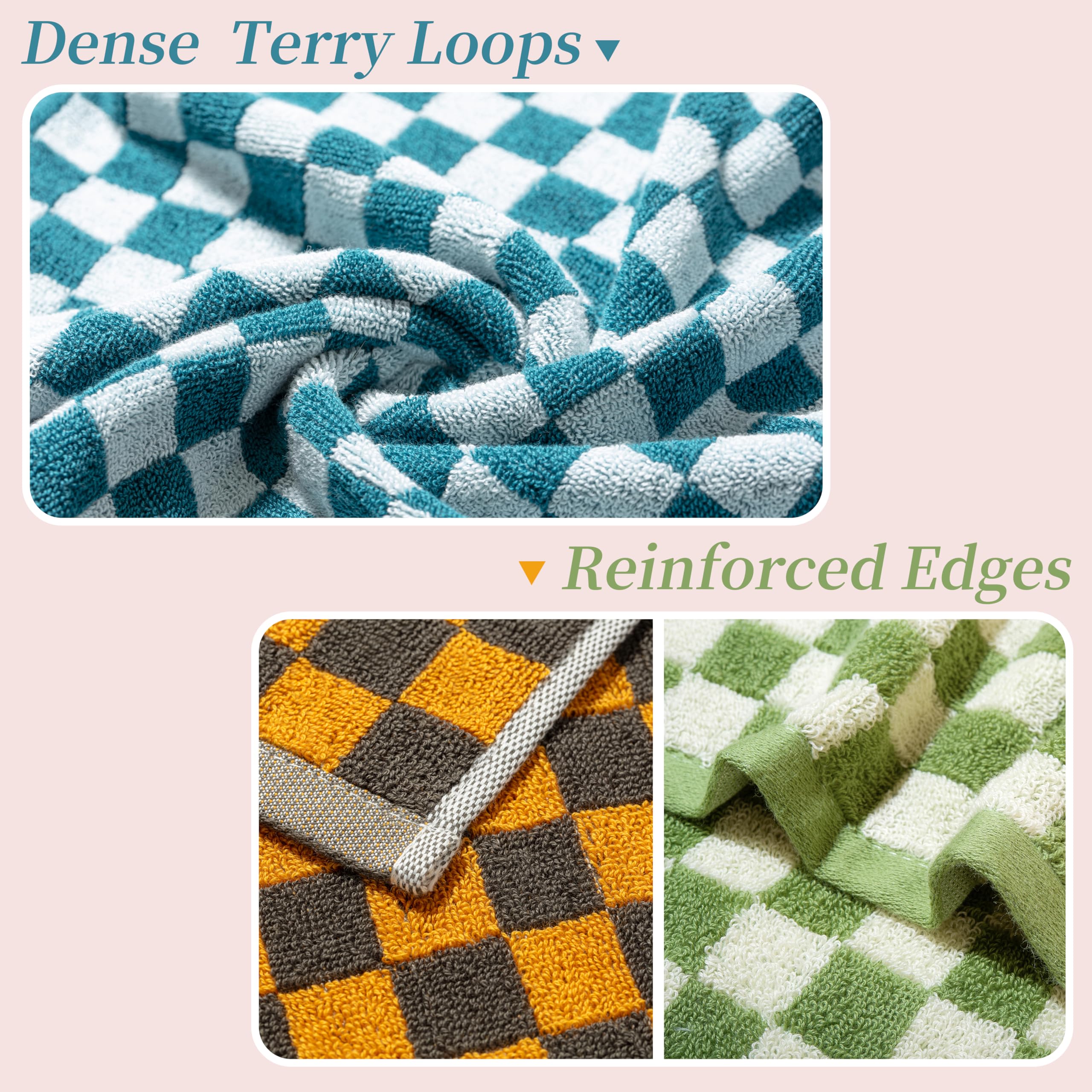 Madi-Cadi Luxurious Checkered Cotton Hand Towels Set Of 5 - Soft, Absorbent, And Decorative Checkered Design For Bathroom, Kitch