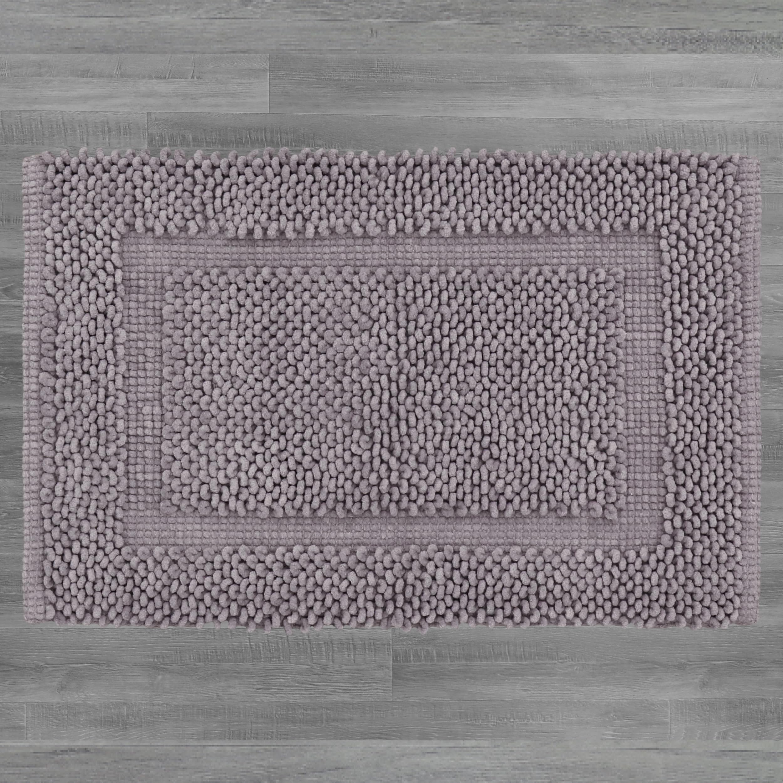 Jean Pierre New York 100% Chenille Cotton Skid Resistant Plush Bath Mat - 17''X24'' Bathroom Rug - Charcoal Grey