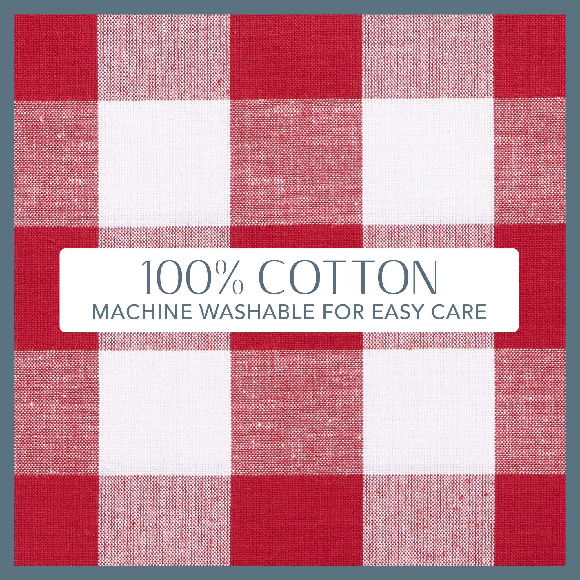 Elrene Home Fashions Farmhouse Living Buffalo Check Tablecloth, 60'' X 120'', Red/White