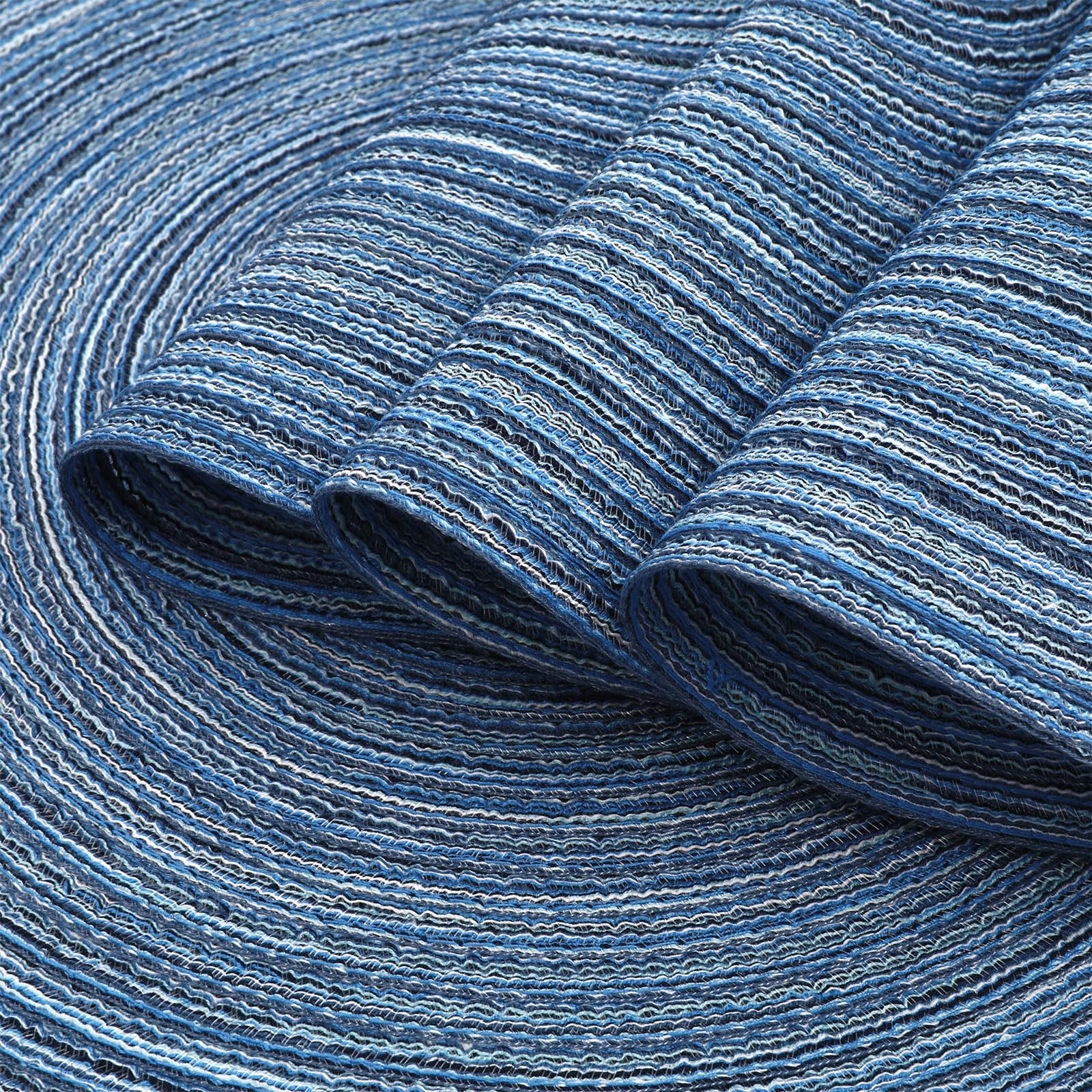 Shacos Round Braided Placemats Set Of 6 Circle Place Mats Kitchen Table Mats For Dining Table Wedding Party (Blue Gray, 6)