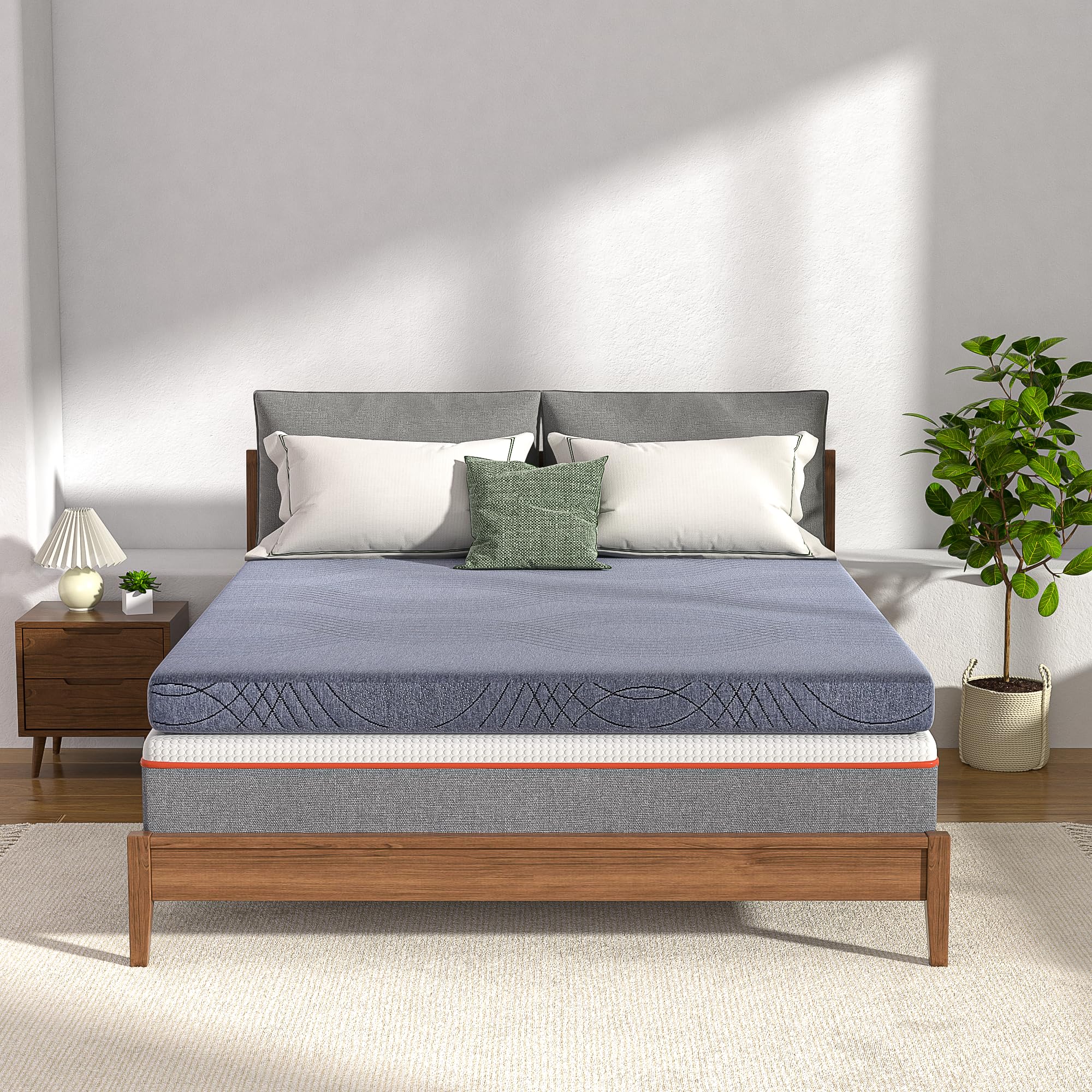 Vecelo 8 Inch Charcoal Infused Memory Foam Full Mattress And 4 Inch Fresh Cooling Gel Mattress Topper (12 Inch Total), Medium Fi