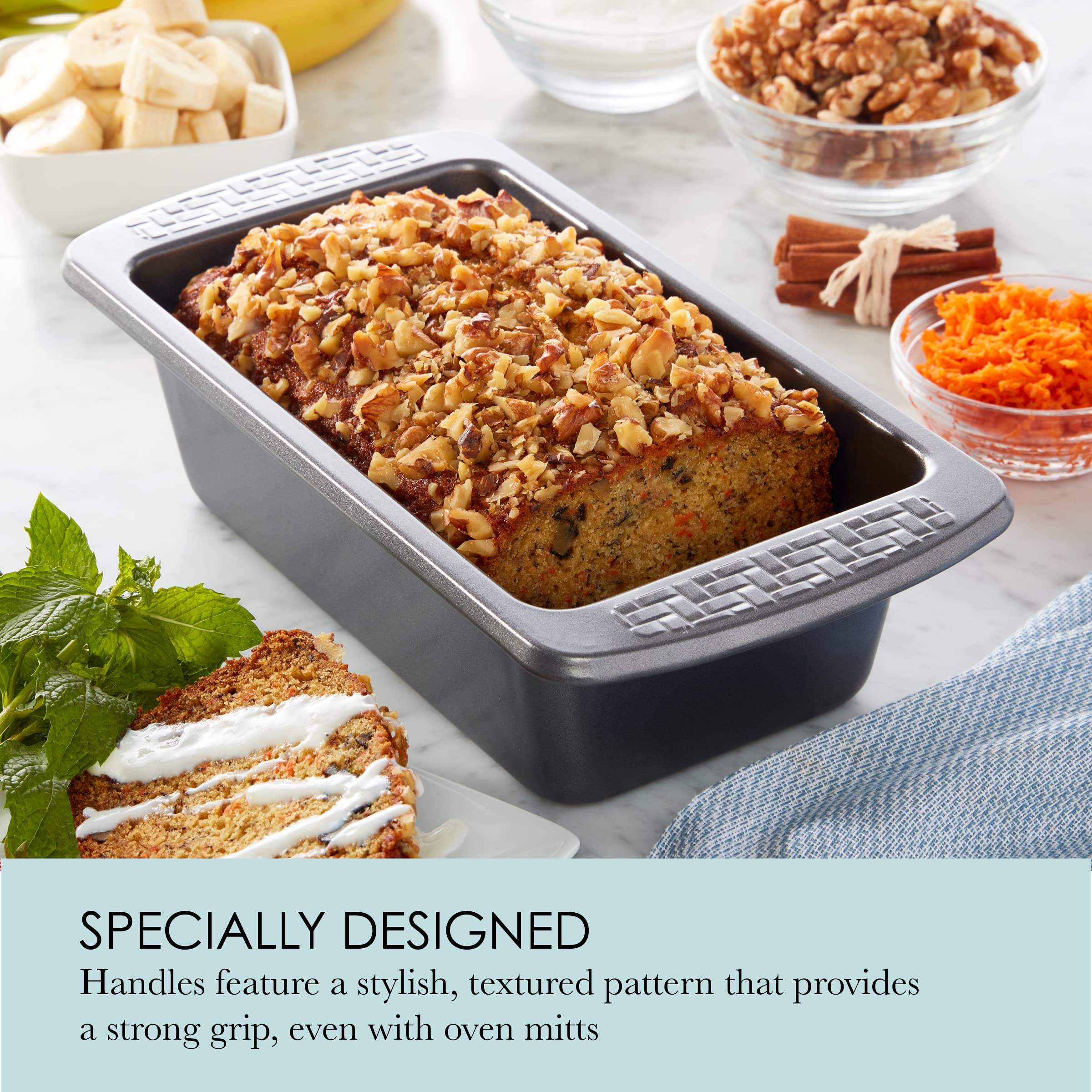 Chicago Metallic Everyday Non-Stick Loaf Pan. Perfect For Making Breads, Meatloaf, Casseroles, Brownies, And More Gray